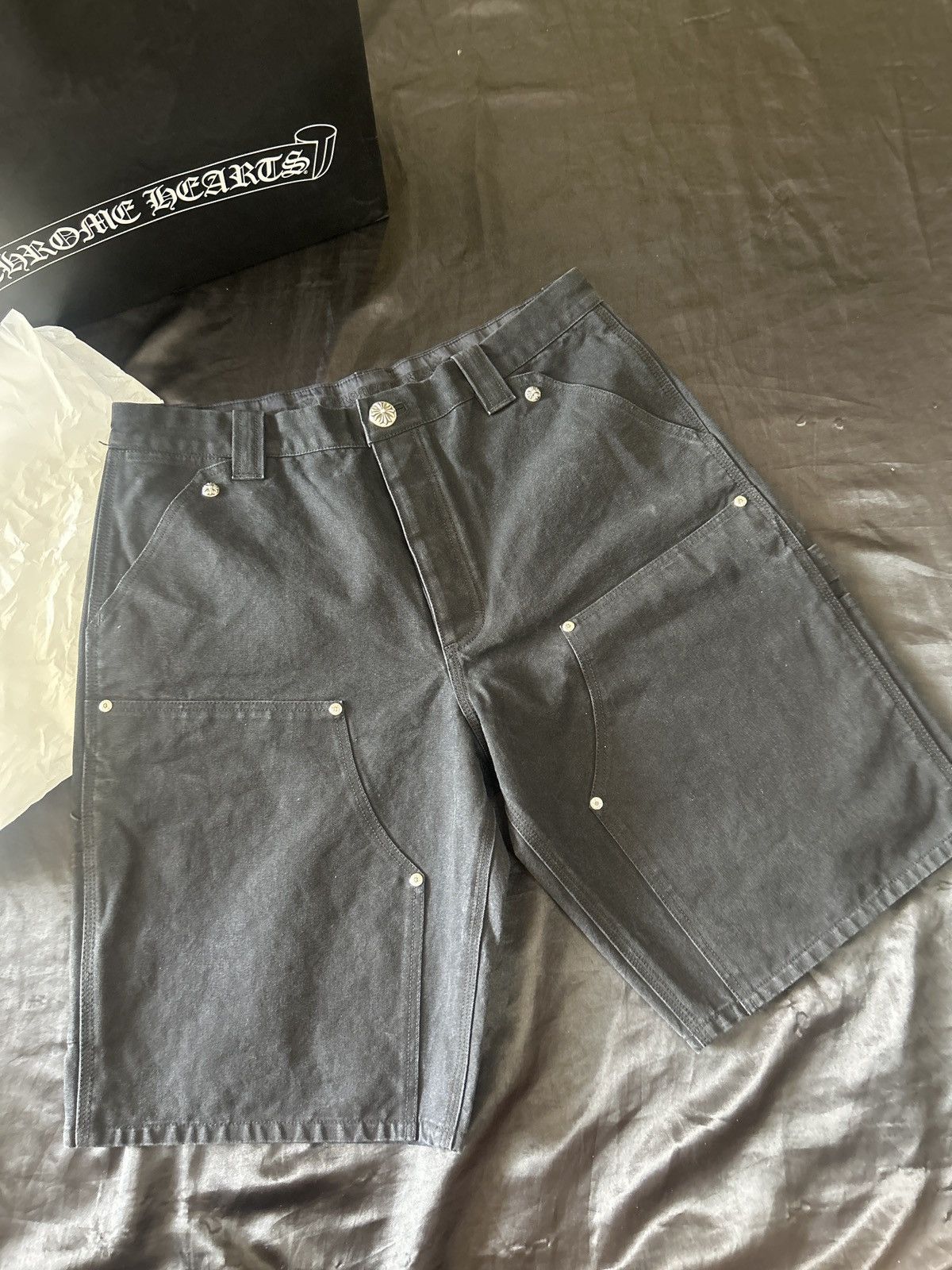 Chrome Hearts Chrome Hearts Double Knee Black Carpenter Shorts(10 Patches) Size US 34 / EU 50 - 2 Thumbnail