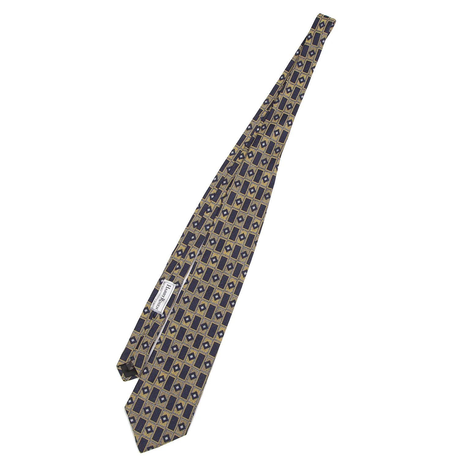 Dries Van Noten Geometric Pattern Silk Tie in Navy and Yellow Size ONE SIZE - 2 Thumbnail