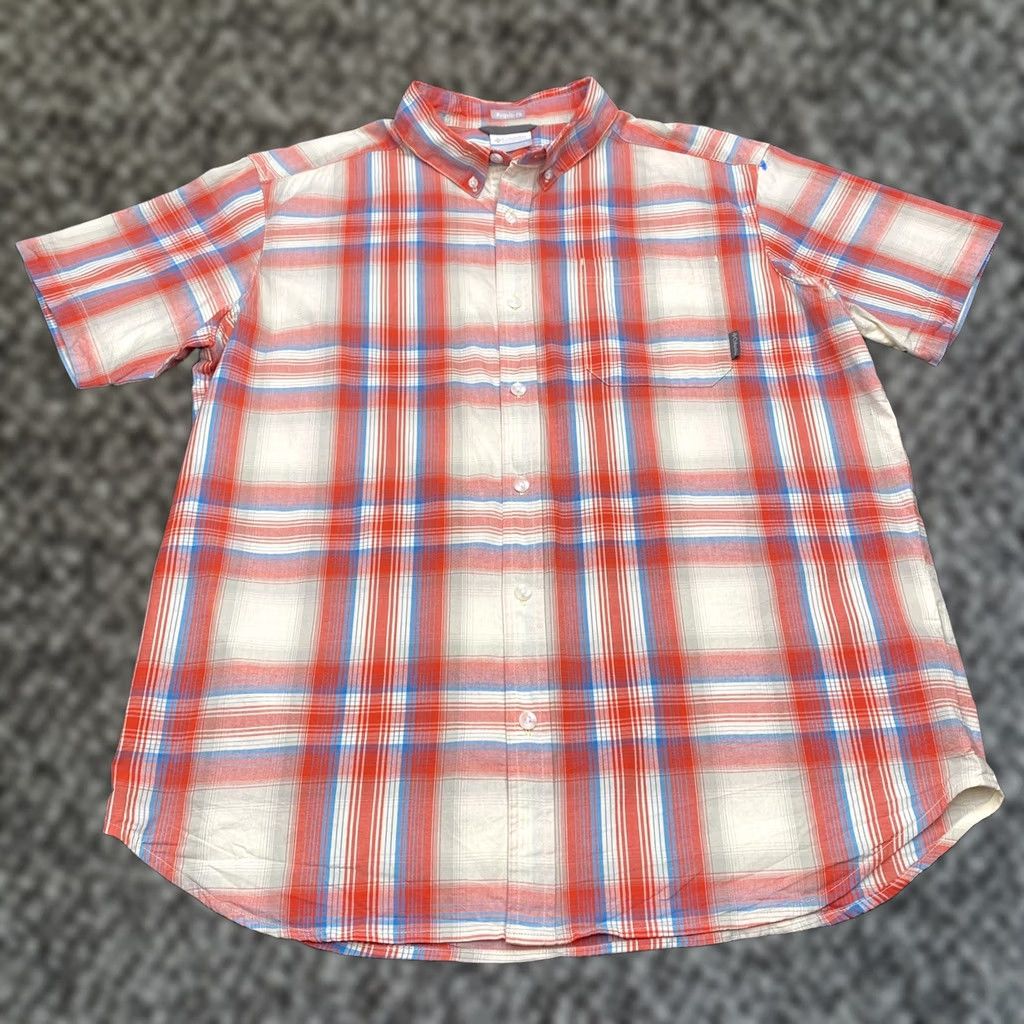 Vintage Columbia Shirt Regular Red Plaid Button-Up Short Sleeve Mens Adult Large Size US L / EU 52-54 / 3 - 1 Thumbnail