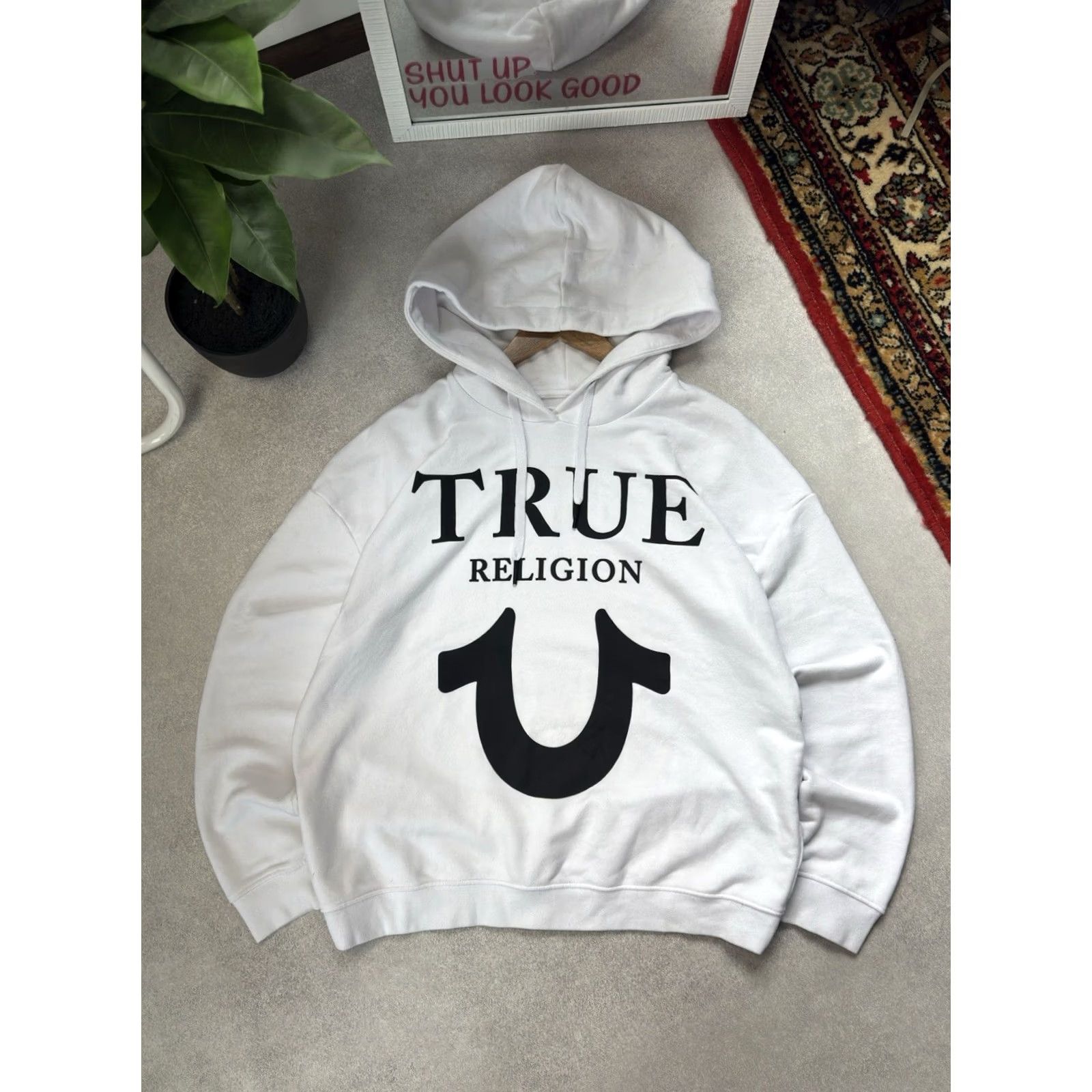 True Religion VINTAGE True Religion Hoodie Mens L White Logo 90s Y2K Big Logo Pullover Crew Neck Streetwear Fashion Classic City Hip Hop USA Italy Modest Care Size US L / EU 52-54 / 3 - 2 Thumbnail