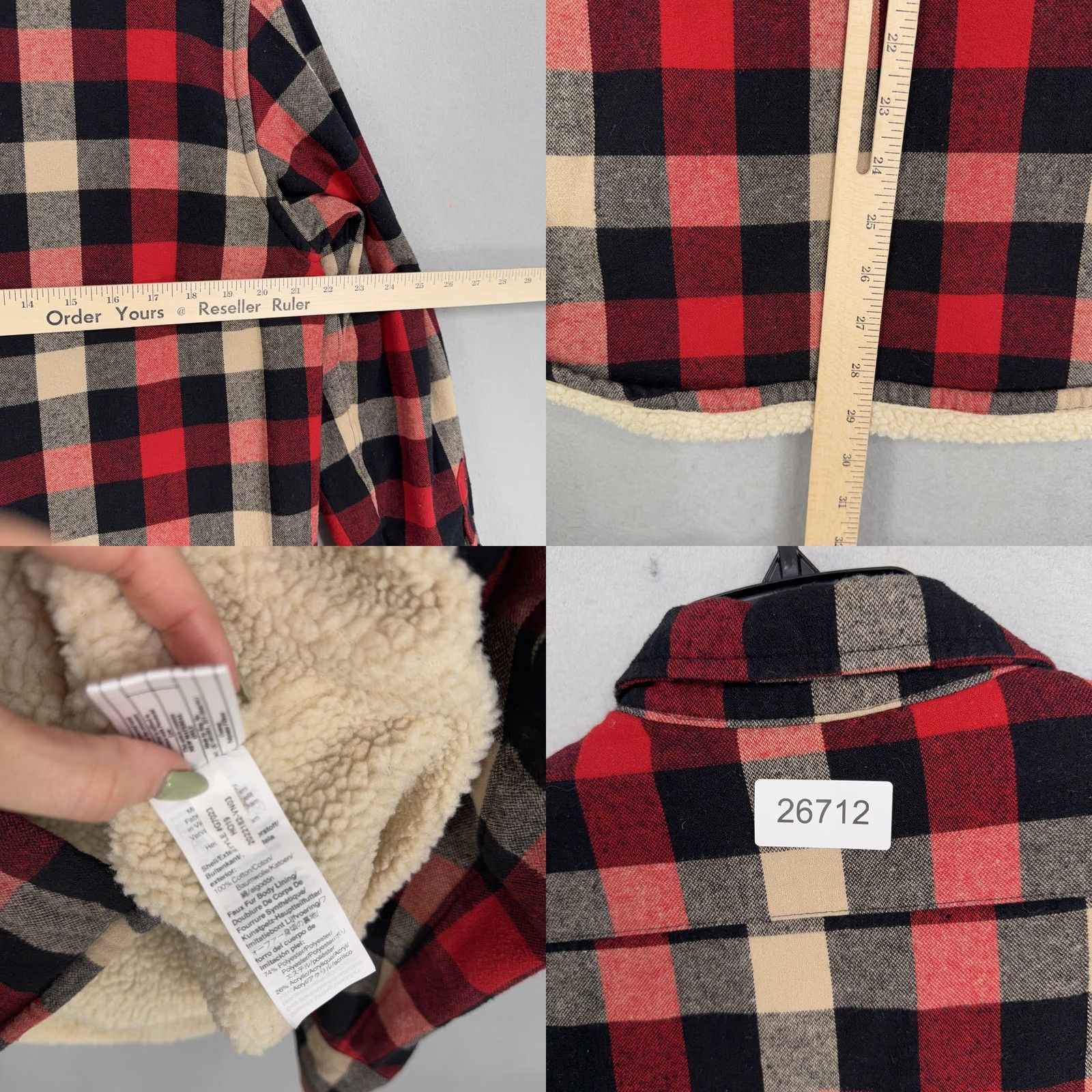 J.Crew J.CREW Mens Jacket Red Plaid Sherpa Lined Flannel Button Front Shacket Size US M / EU 48-50 / 2 - 8 Thumbnail