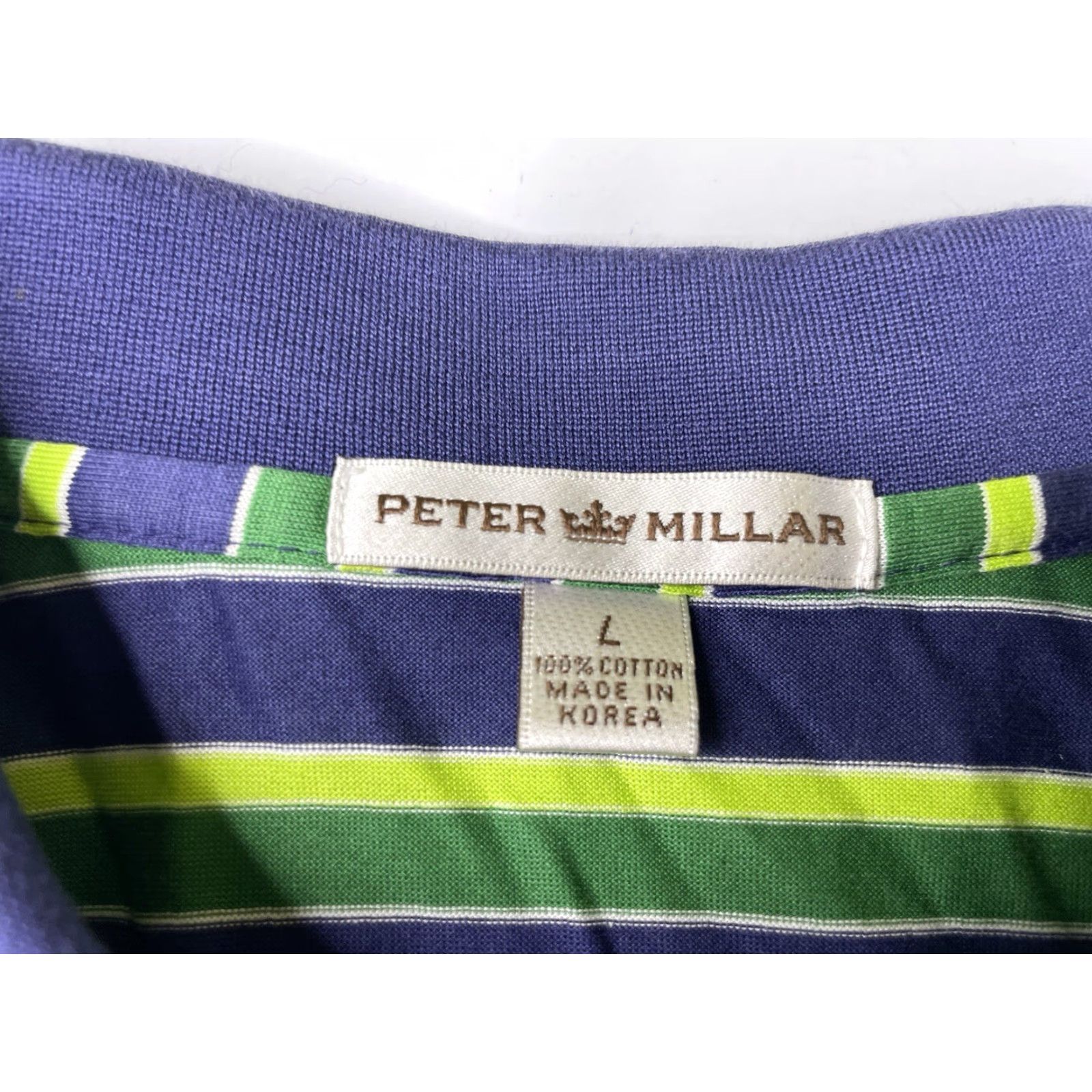 Peter Millar VINTAGE Peter Millar Golf Polo Mens Large Cotton Striped Oak Hill CC Size US L / EU 52-54 / 3 - 4 Thumbnail