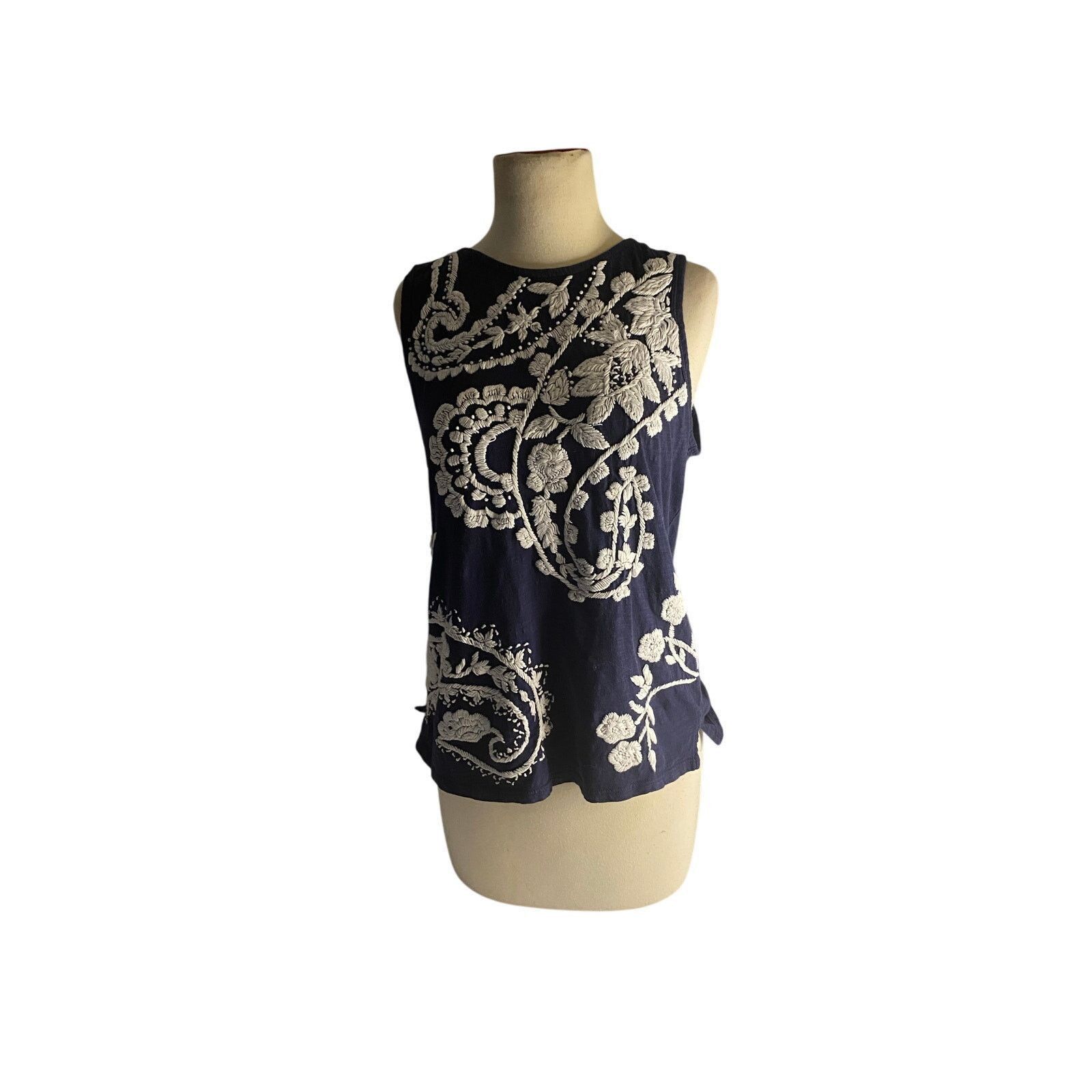 Lucky Brand Boho Festival Embroidered Navy Sleeveless Tank Top Lucky Size M / US 6-8 / IT 42-44 - 2 Thumbnail