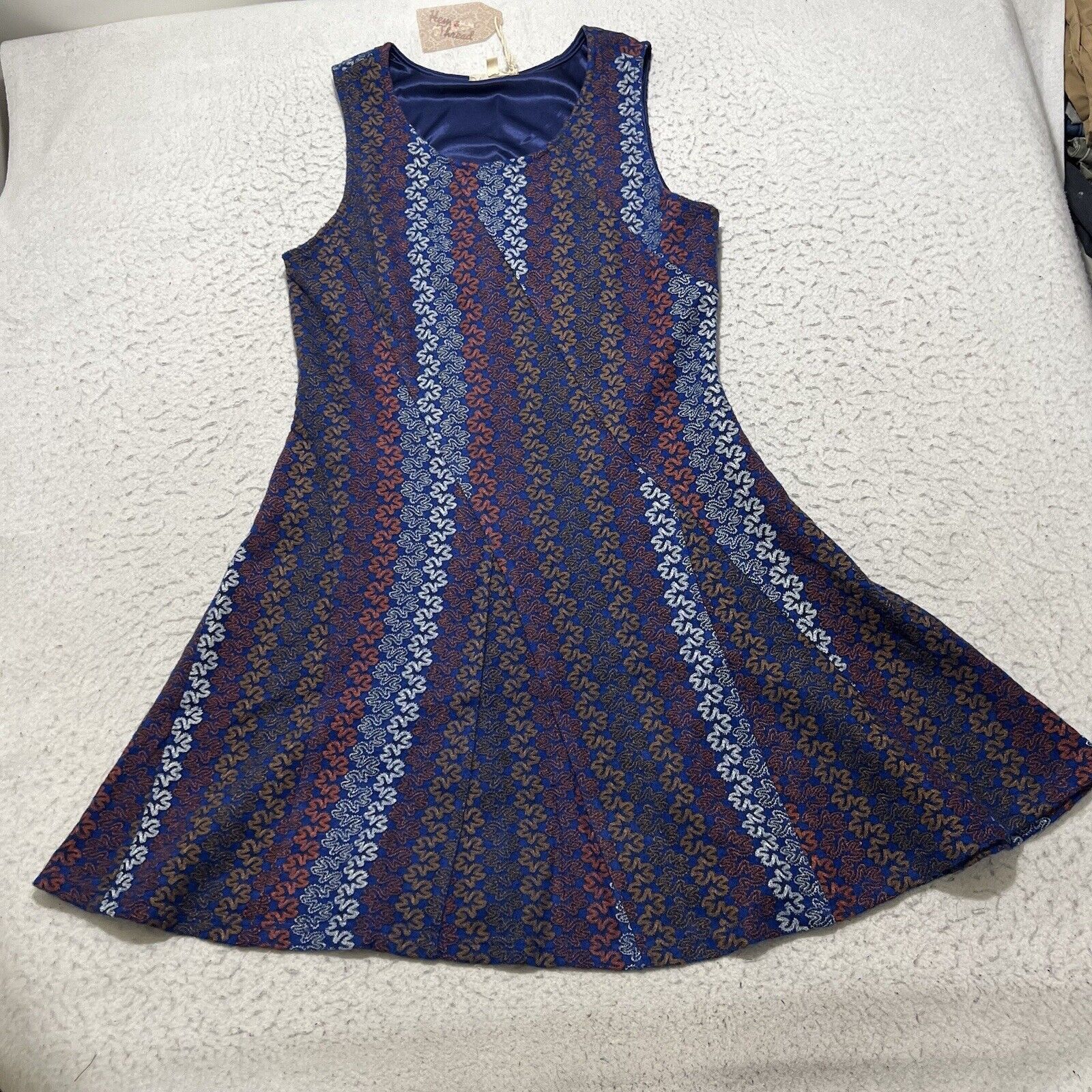 Other Hem & Thread Sleeveless Fit & Flare Mini Dress Blue Lined Size L / US 10 / IT 46 - 1 Thumbnail