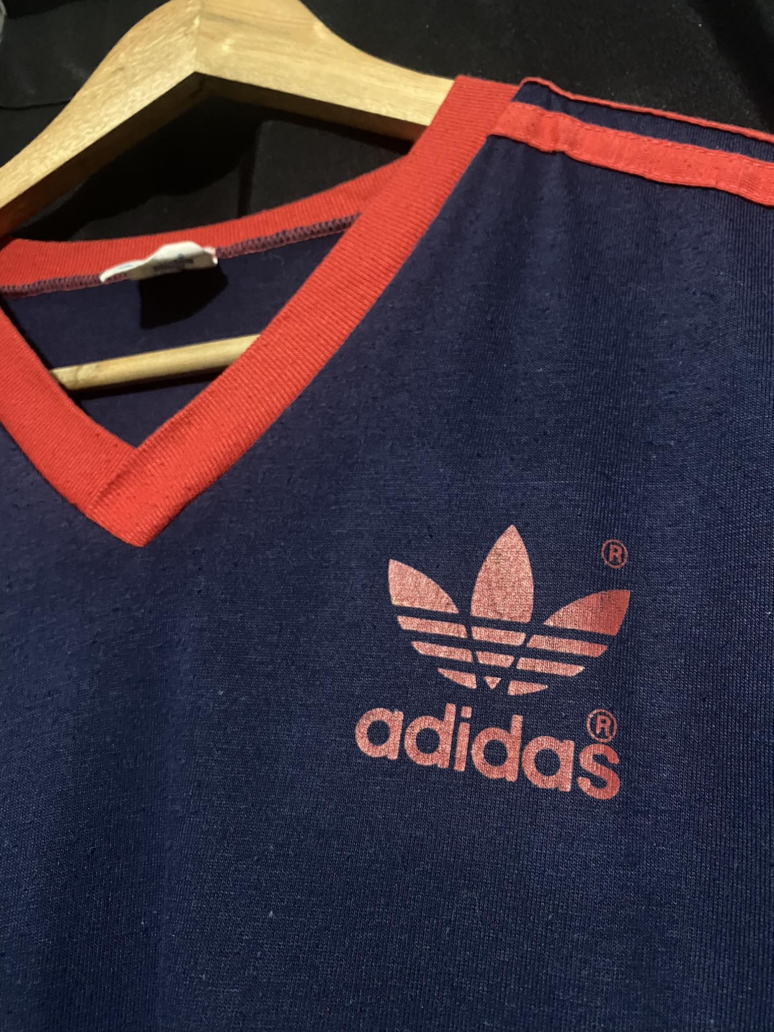 Adidas Vintage 70s/80s adidas made in USA single stitch logo v neck Size US L / EU 52-54 / 3 - 3 Thumbnail