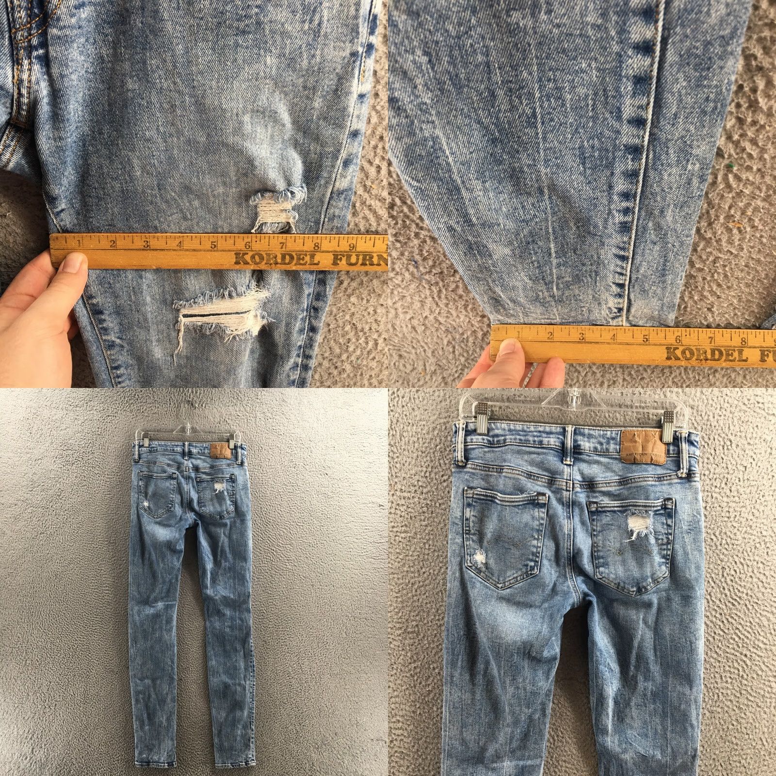 American Eagle Outfitters American Eagle Outfitters Skinny Jeans Mens 30x36 Blue Denim Distressed Zip Jeans Slim 5-Pocket Denim Blue Mens Size US 30 / EU 46 - 9 Thumbnail