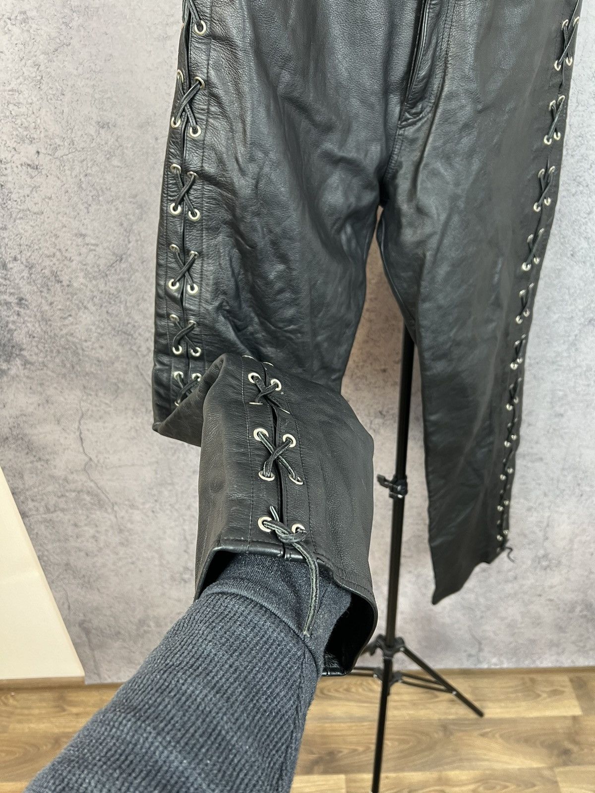 Vintage Real Leather Bikers Pants Motorcycle Y2K