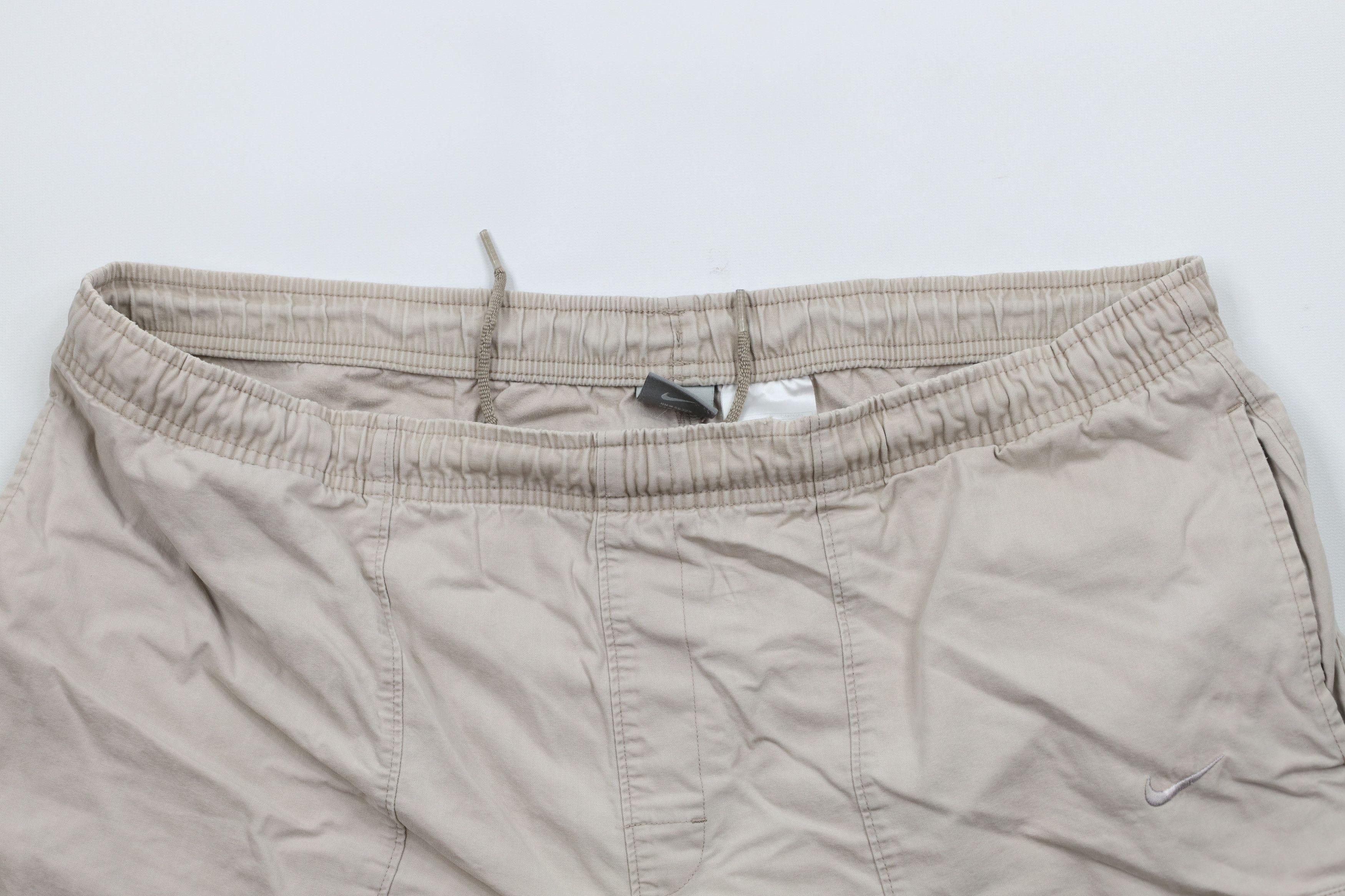 Nike × Vintage Vintage 90s Y2K Nike Travis Scott Mini Swoosh Shorts Beige Size US 34 / EU 50 - 2 Thumbnail