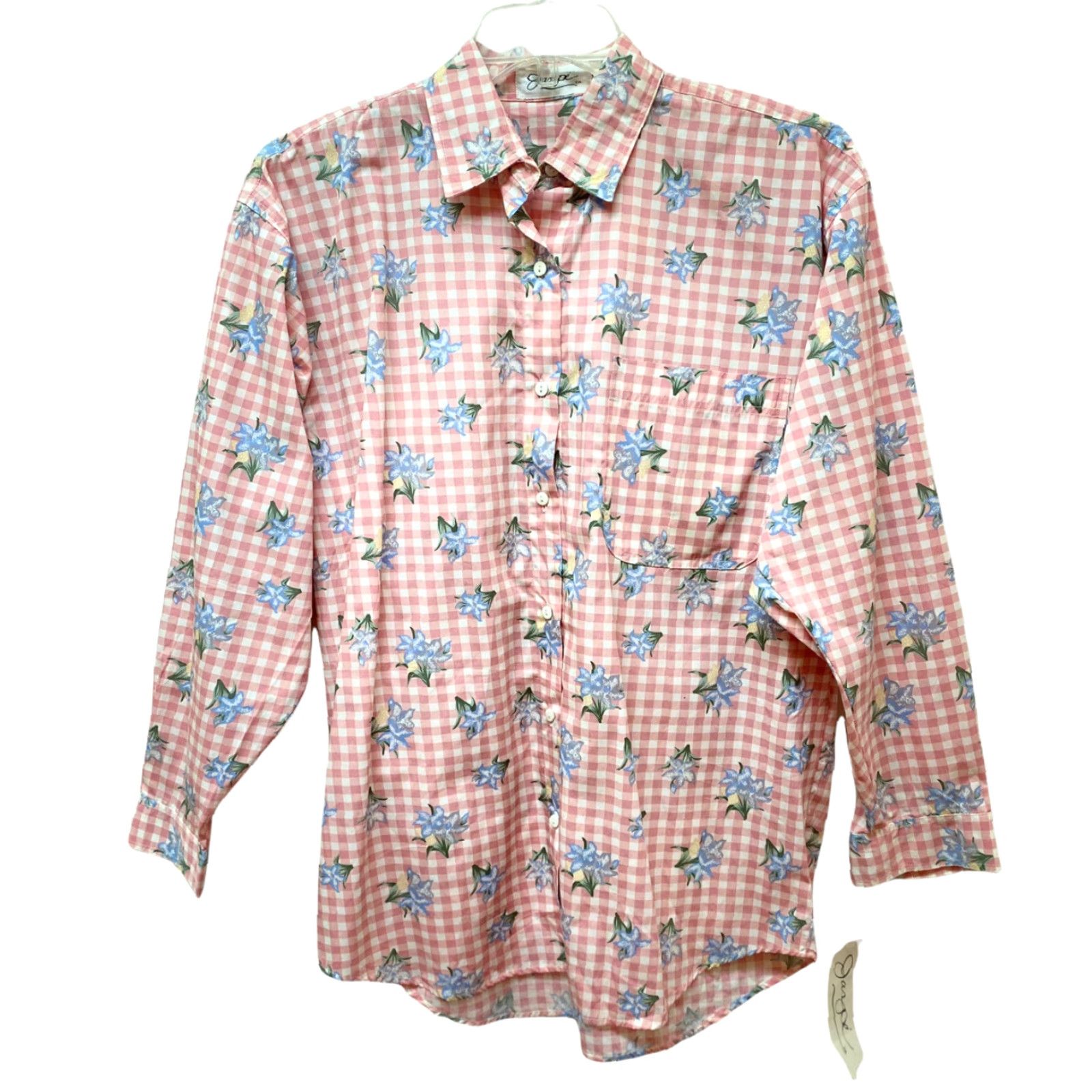 Vintage Vintage Women's Blouse L Retro Floral Gingham Check Prairie Cottage Cottagecore Size L / US 10 / IT 46 - 2 Thumbnail