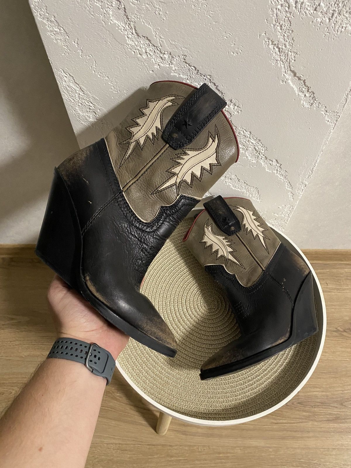 Diesel Rare Diesel Western Boots Leather Wedge Heel Size: 37 Size US 7 / IT 37 - 1 Thumbnail