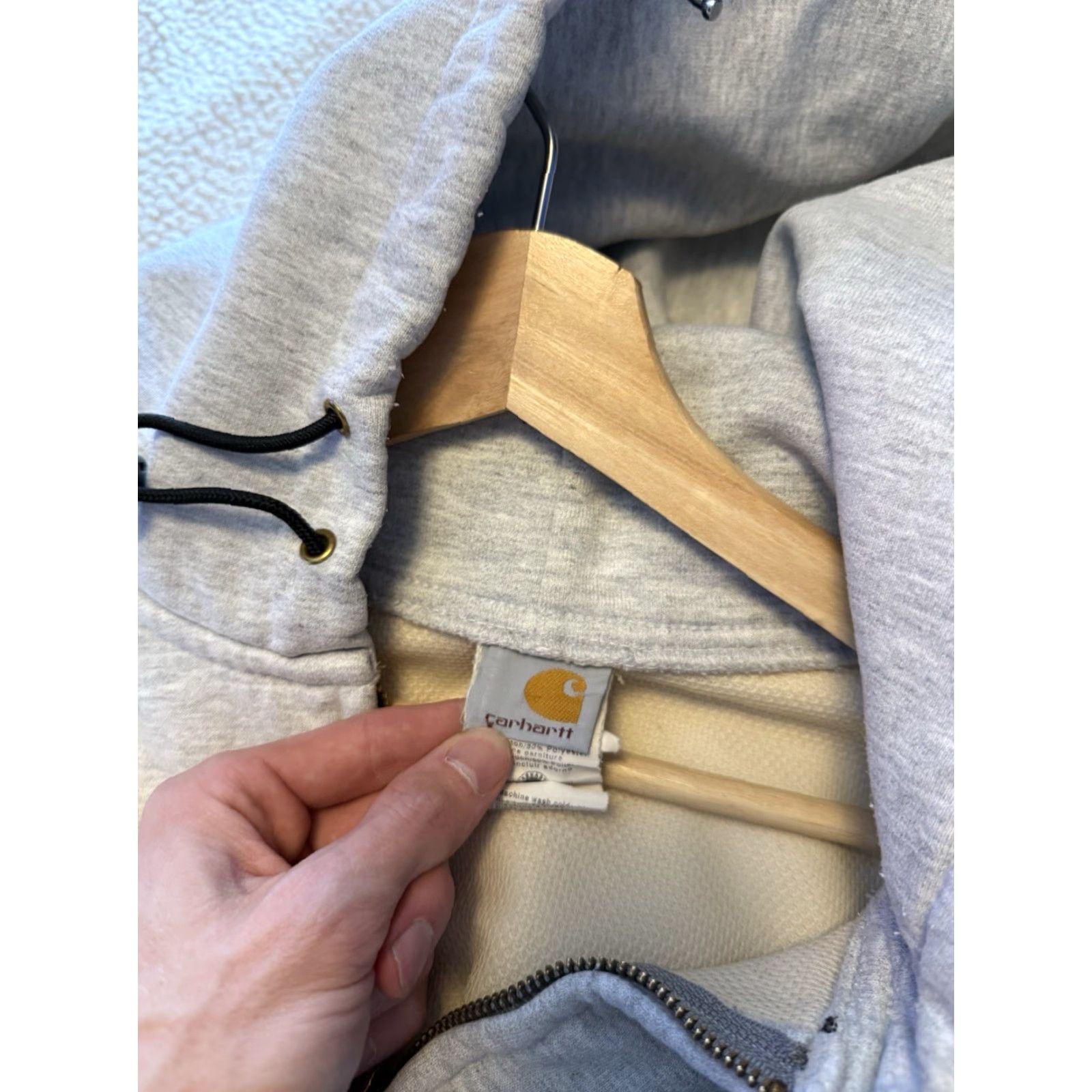 Carhartt VINTAGE Carhartt Hoodie 2XL Gray Thermal Zip 90s Distressed Men Boys Size US XXL / EU 58 / 5 - 2 Thumbnail