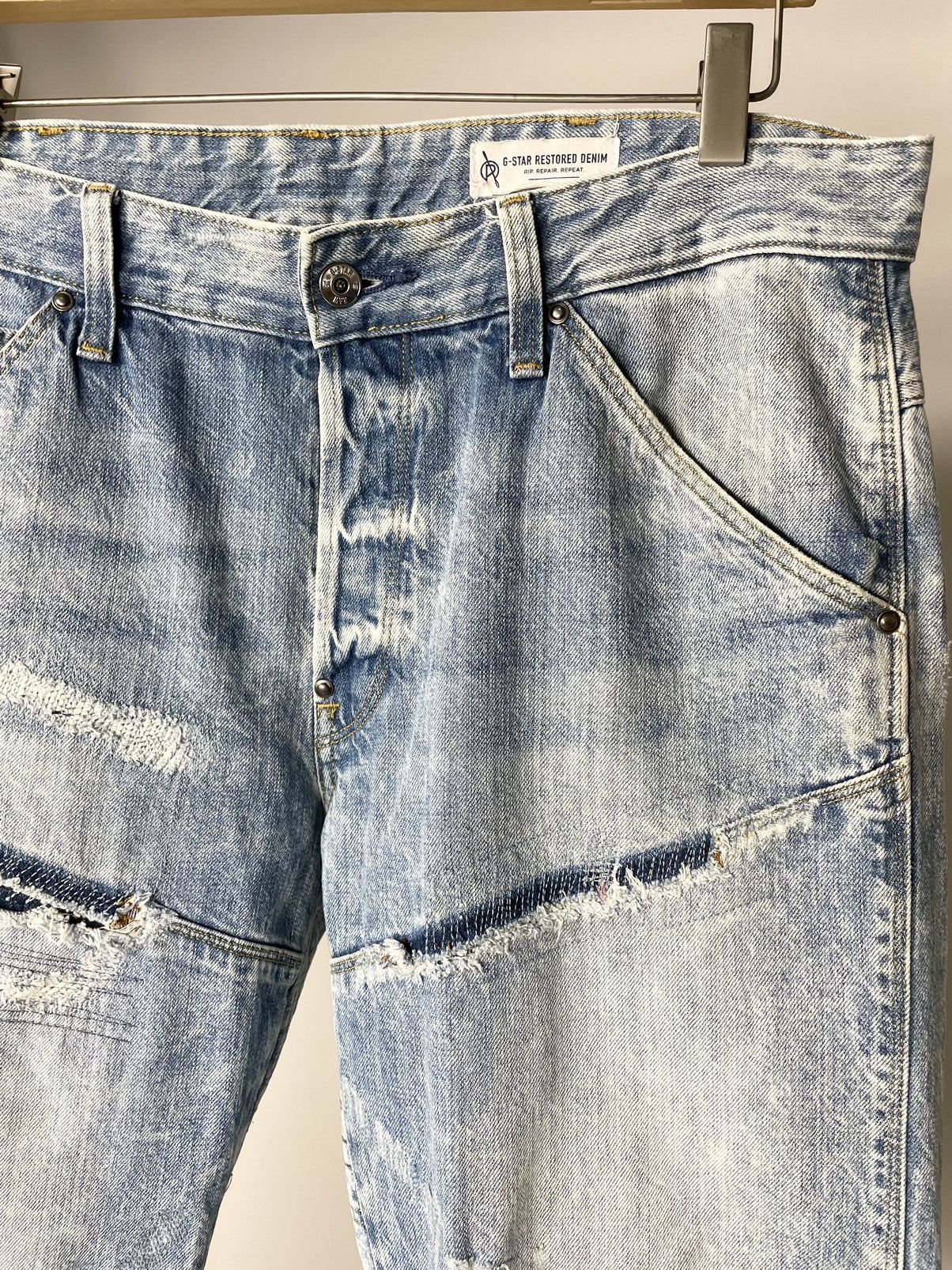 G-Star G-Star RAW 5620 3D Tapered Distressed Skinny Denim Jeans Size US 34 / EU 50 - 12 Thumbnail