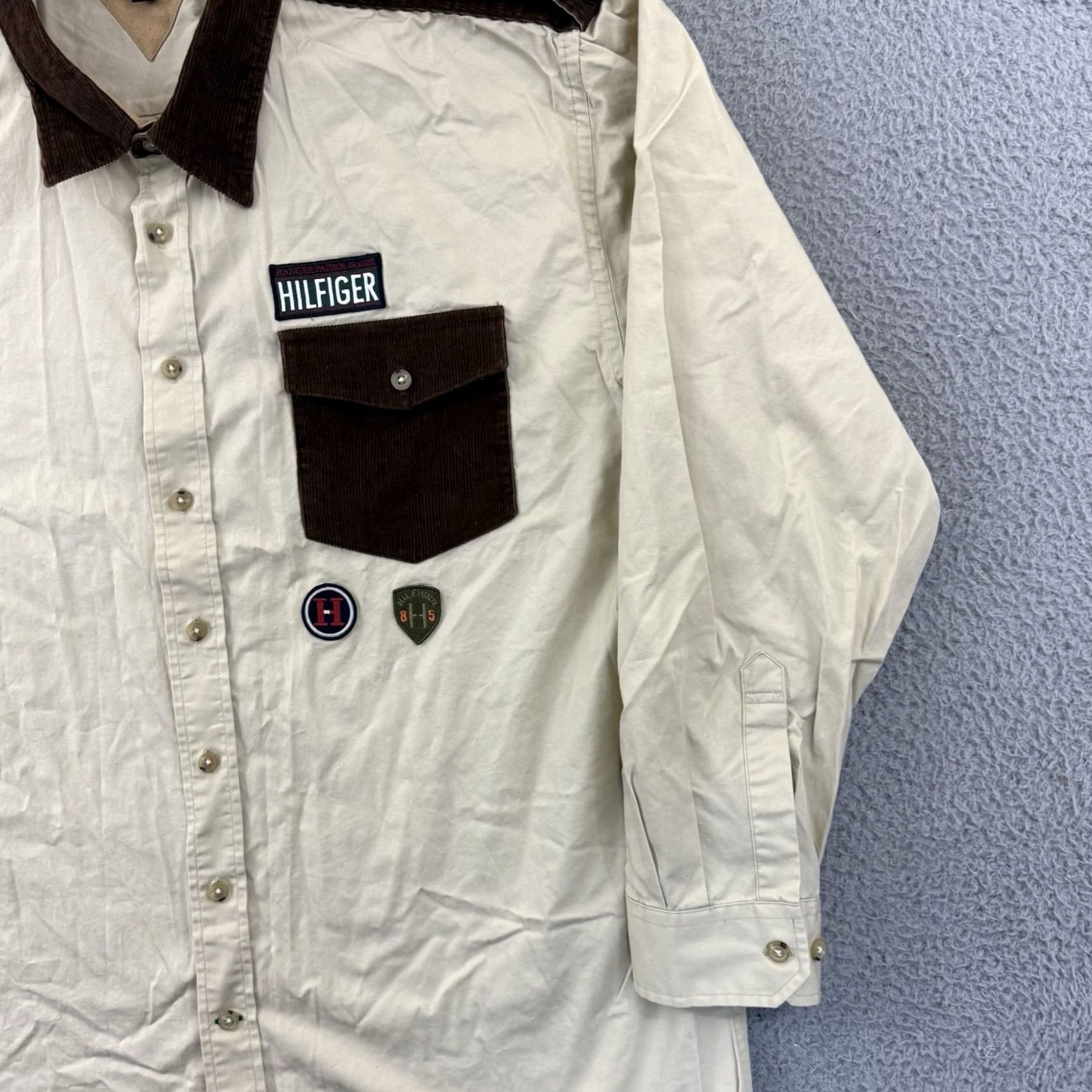 Tommy Hilfiger VINTAGE Tommy Hilfiger Shirt Mens 2XL Expedition Patrol Ranger Long Sleeve Y2K 90s Beige Cotton Blend Button-Up with Pockets Mens Size US XXL / EU 58 / 5 - 6 Thumbnail