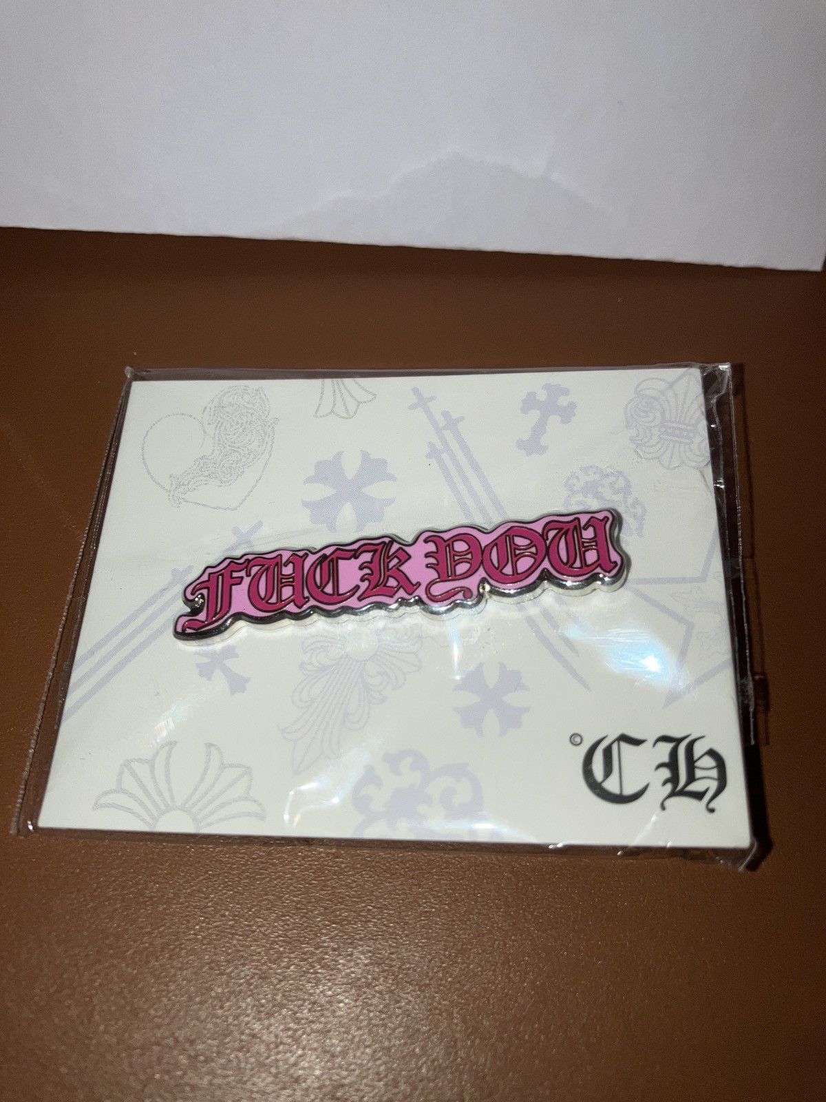 image of 2017 Chrome Hearts “Fuck You” Pin Pink, Men's