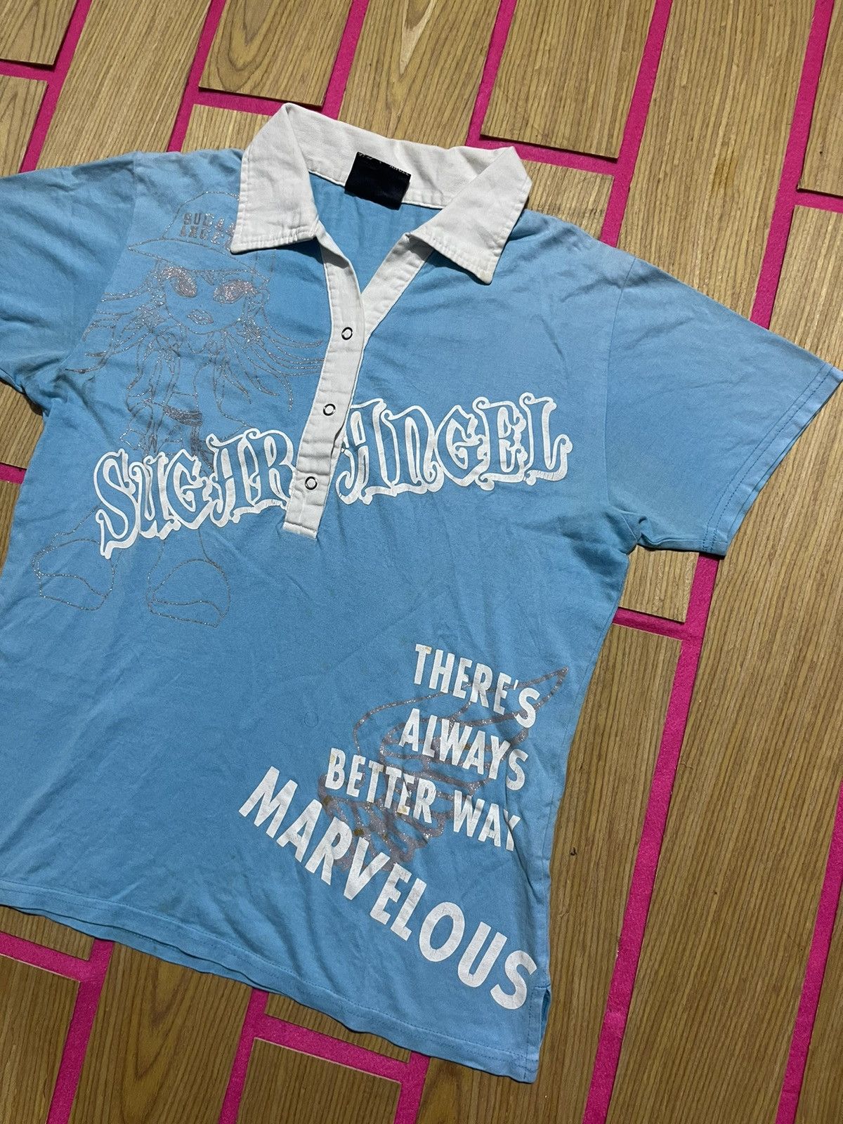 If Six Was Nine Y2K SUGAR ENGEL polo short t-shirt Size M / US 6-8 / IT 42-44 - 2 Thumbnail