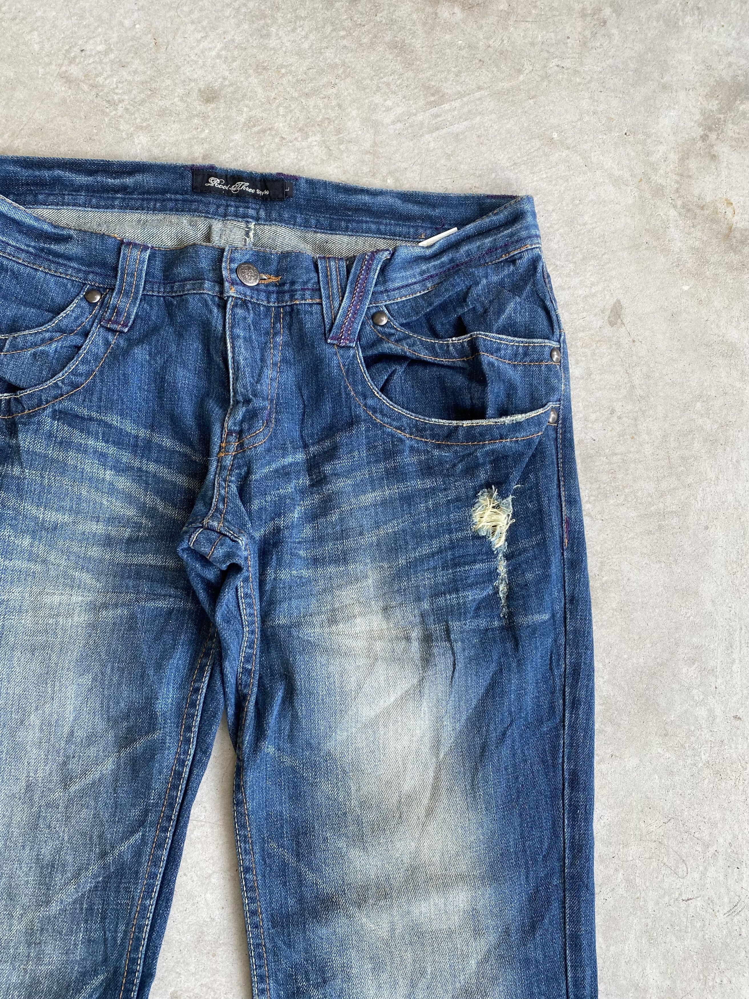 Japanese Brand Root Three Japan Distress Ripped Style Flared Jeans Size US 32 / EU 48 - 6 Thumbnail