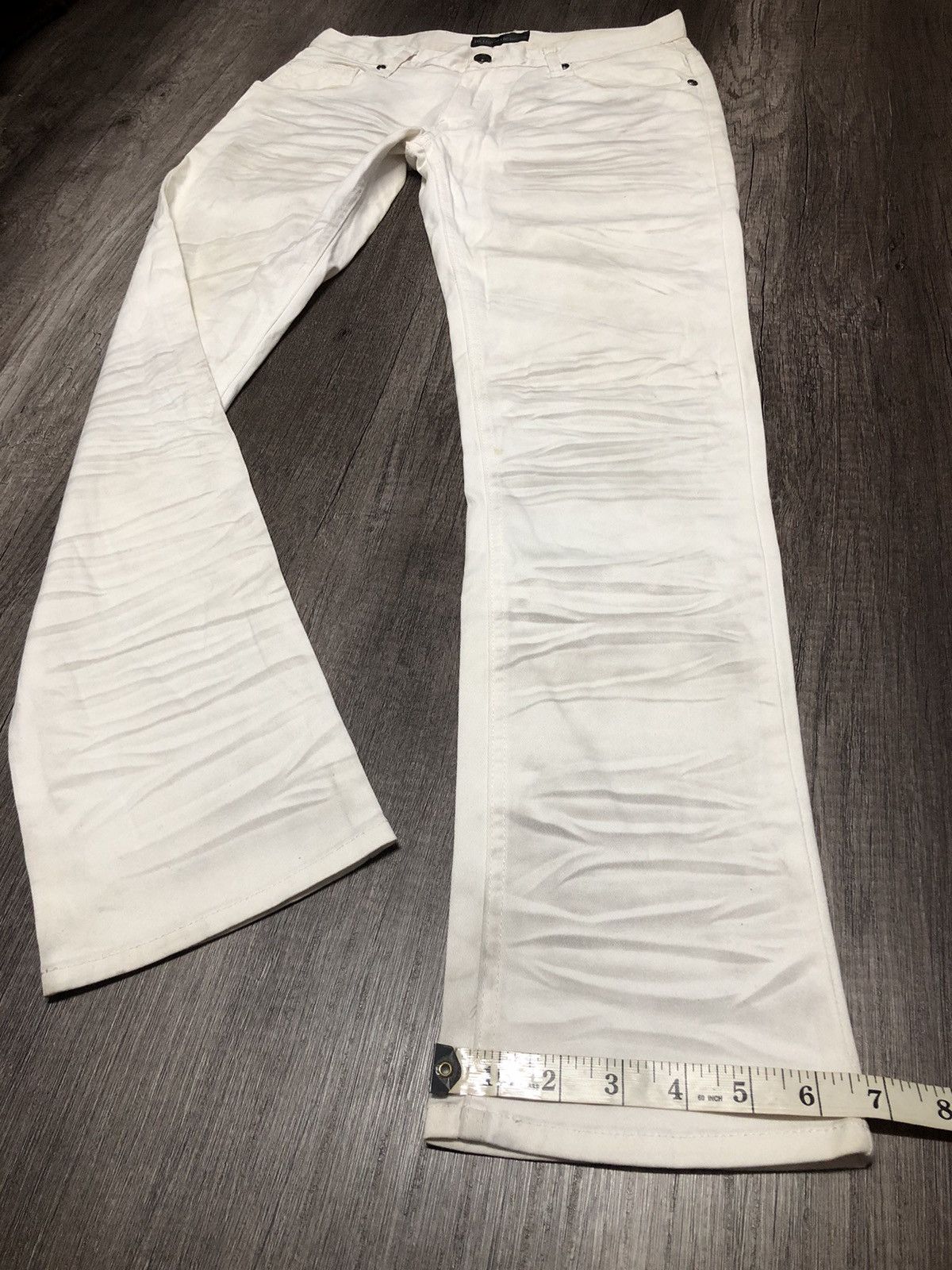 In The Attic × Japanese Brand In The Attic Homme White Slim Fit Distressed Jeans Size US 29 - 24 Thumbnail