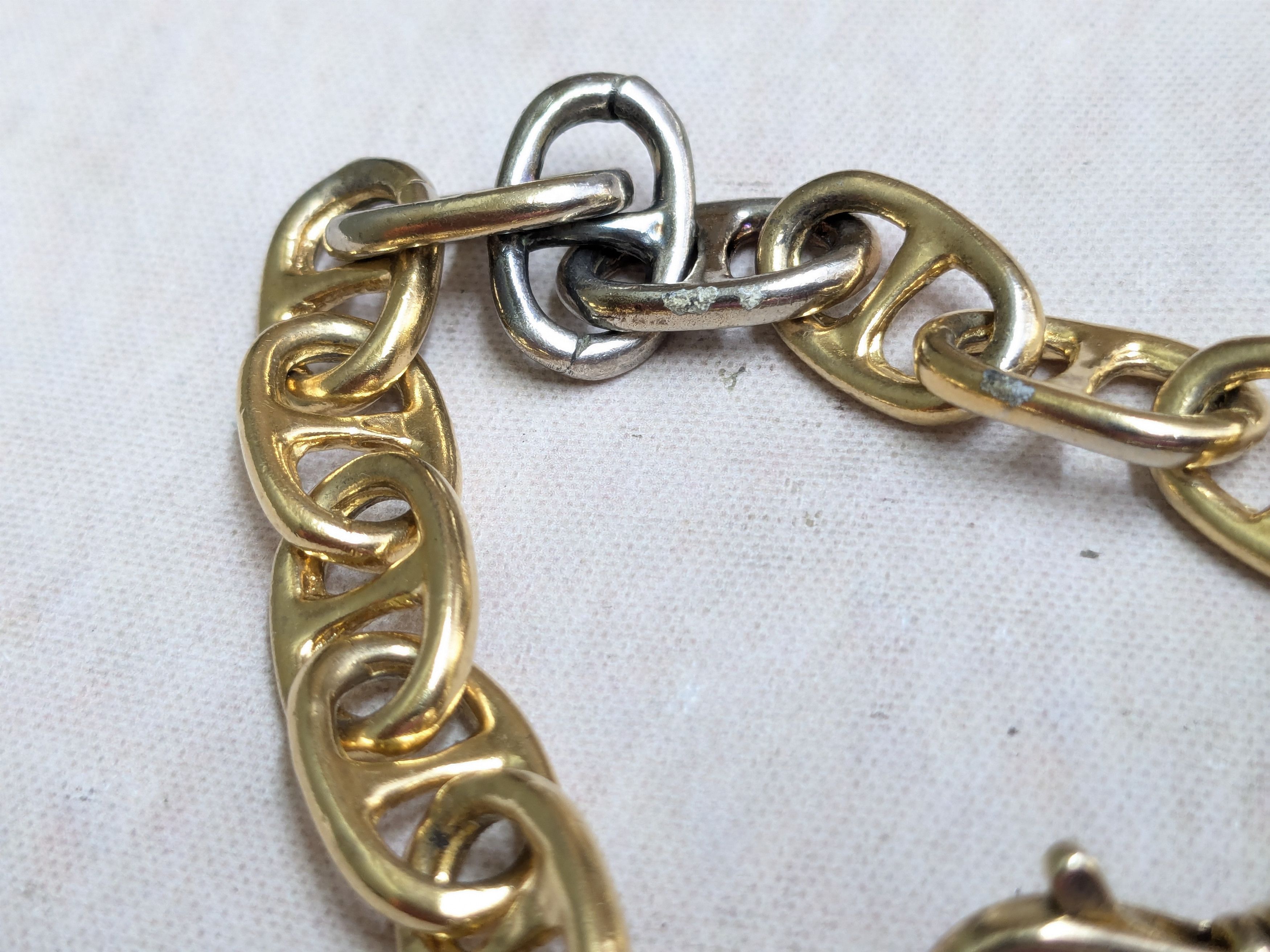 Jewelry Vintage Sterling Silver Bracelet Anchor Mariner Gold 7.25 Size ONE SIZE - 10 Thumbnail