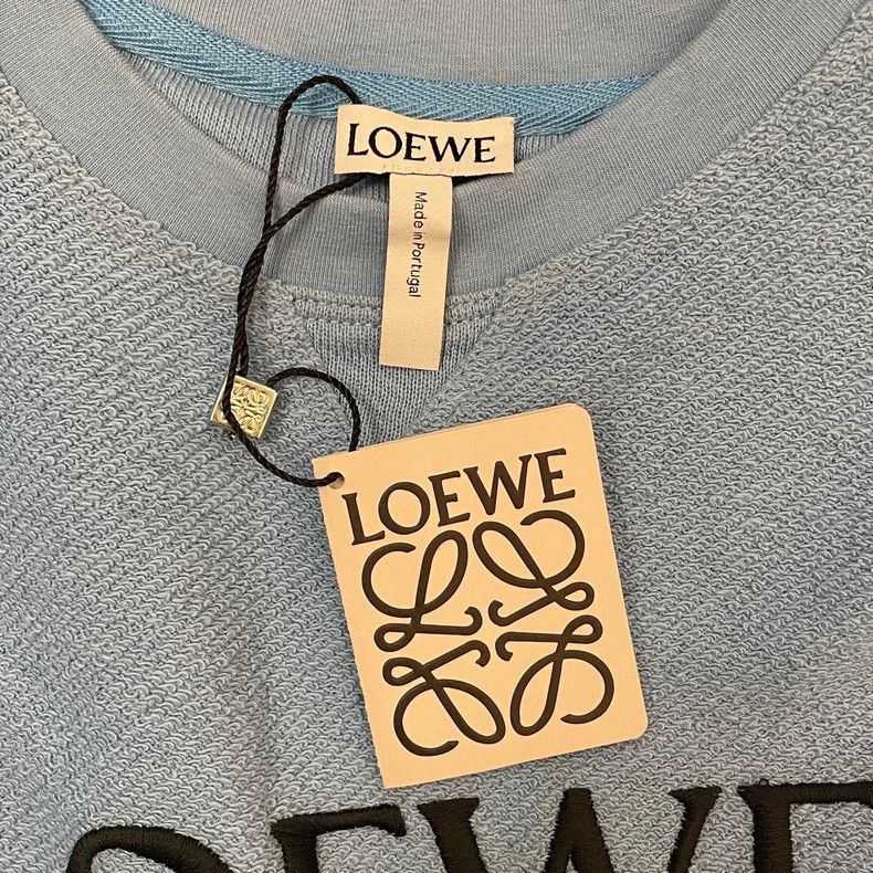 Loewe LOEWE Blue front embroidered logo round neck hoodie Size XS / US 0-2 / IT 36-38 - 4 Thumbnail