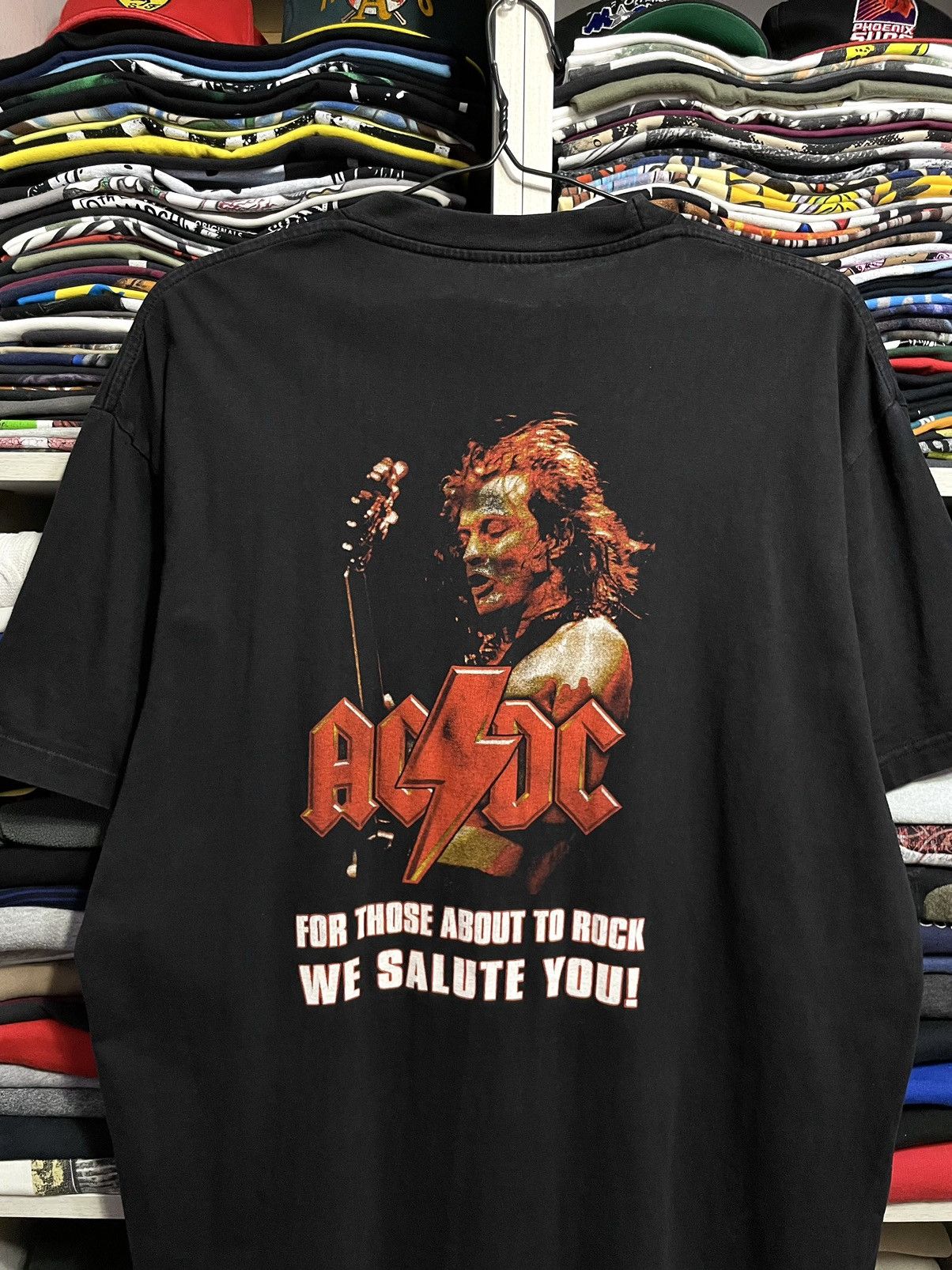 Band Tees Vintage 90s AC/DC Rock Metal Band T-Shirt Faded Black Size US XL / EU 56 / 4 - 3 Thumbnail