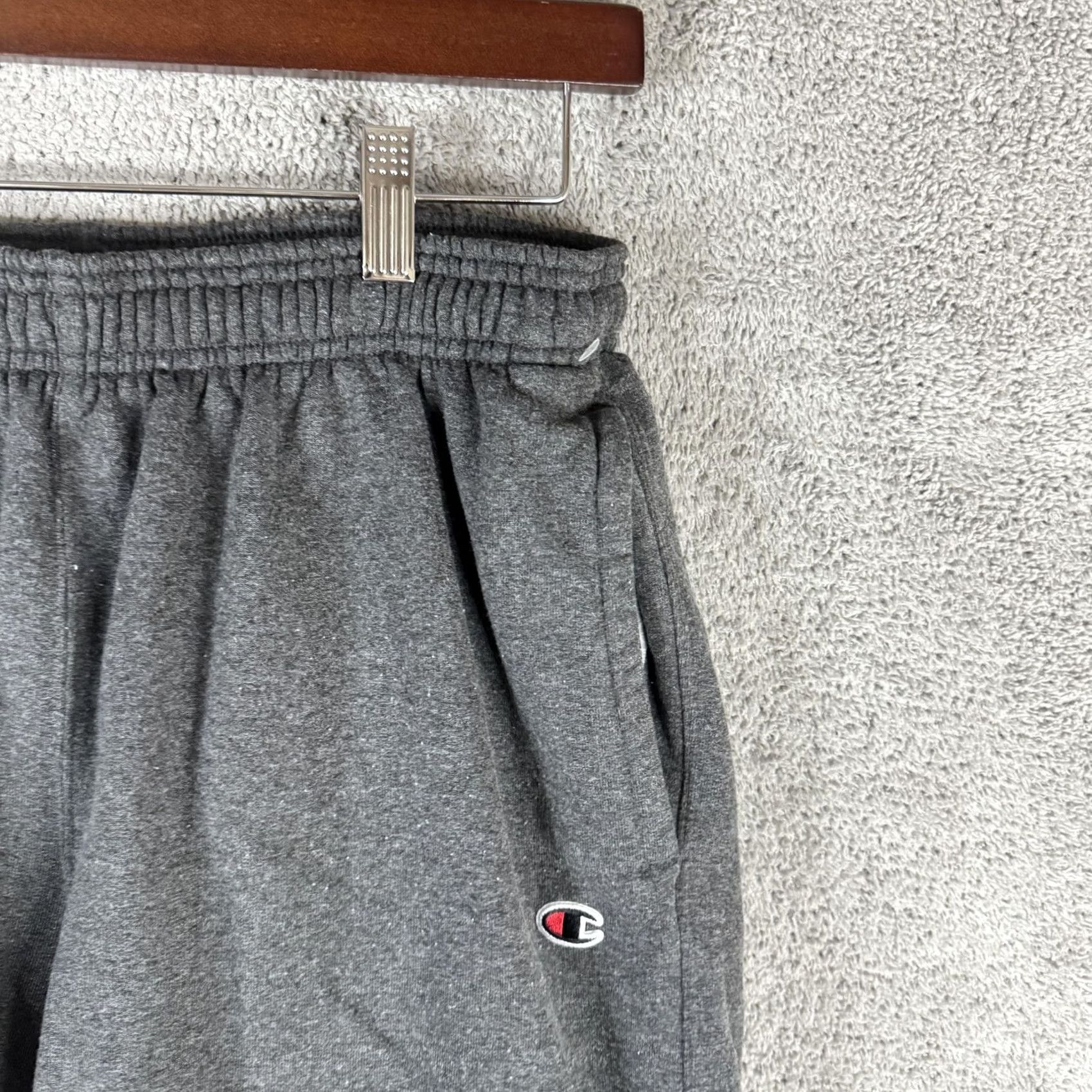 Champion Champion Sweatpants Mens Large Gray Fleece Open Bottom Elastic Waist Lounge Size US 33 - 3 Thumbnail
