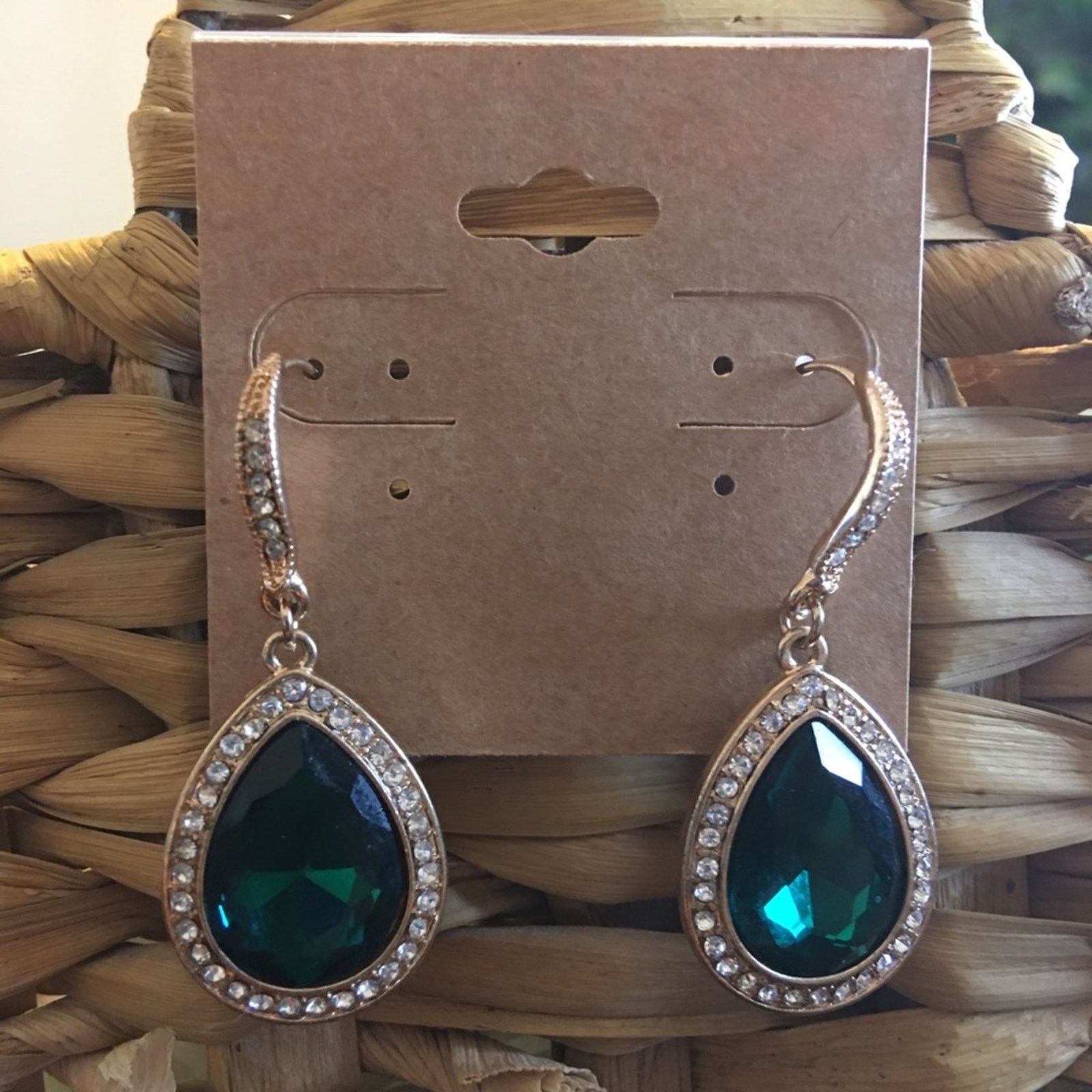 Jewelry Tear drop simulated emerald drop earrings Size ONE SIZE - 2 Thumbnail