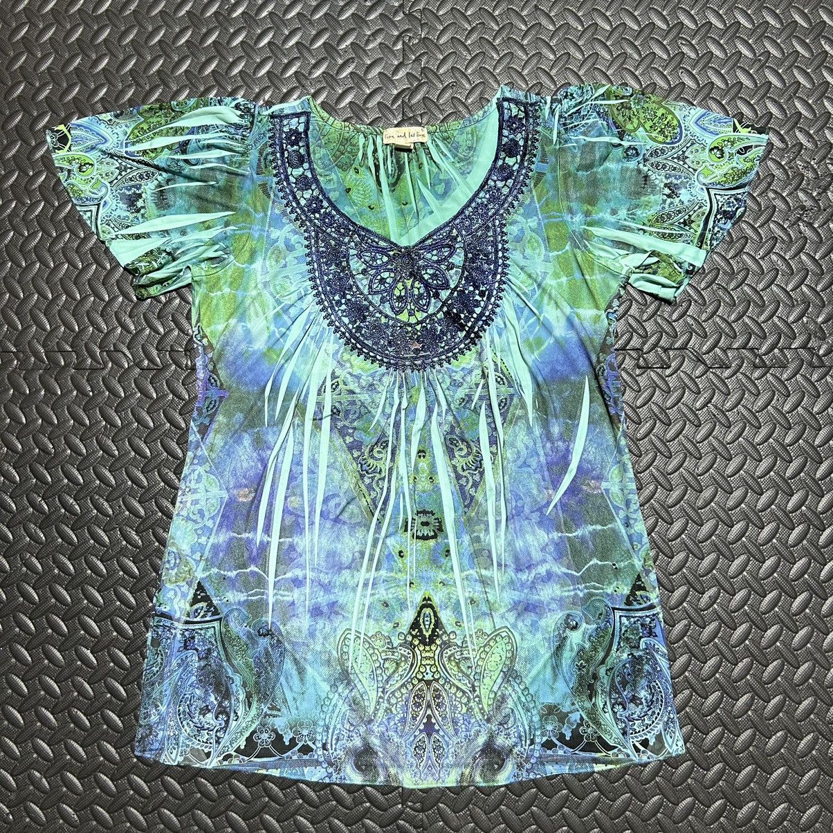 Other Live and Let Live Womens Tunic Top Small Blue Paisley Jade Size S / US 4 / IT 40 - 1 Thumbnail
