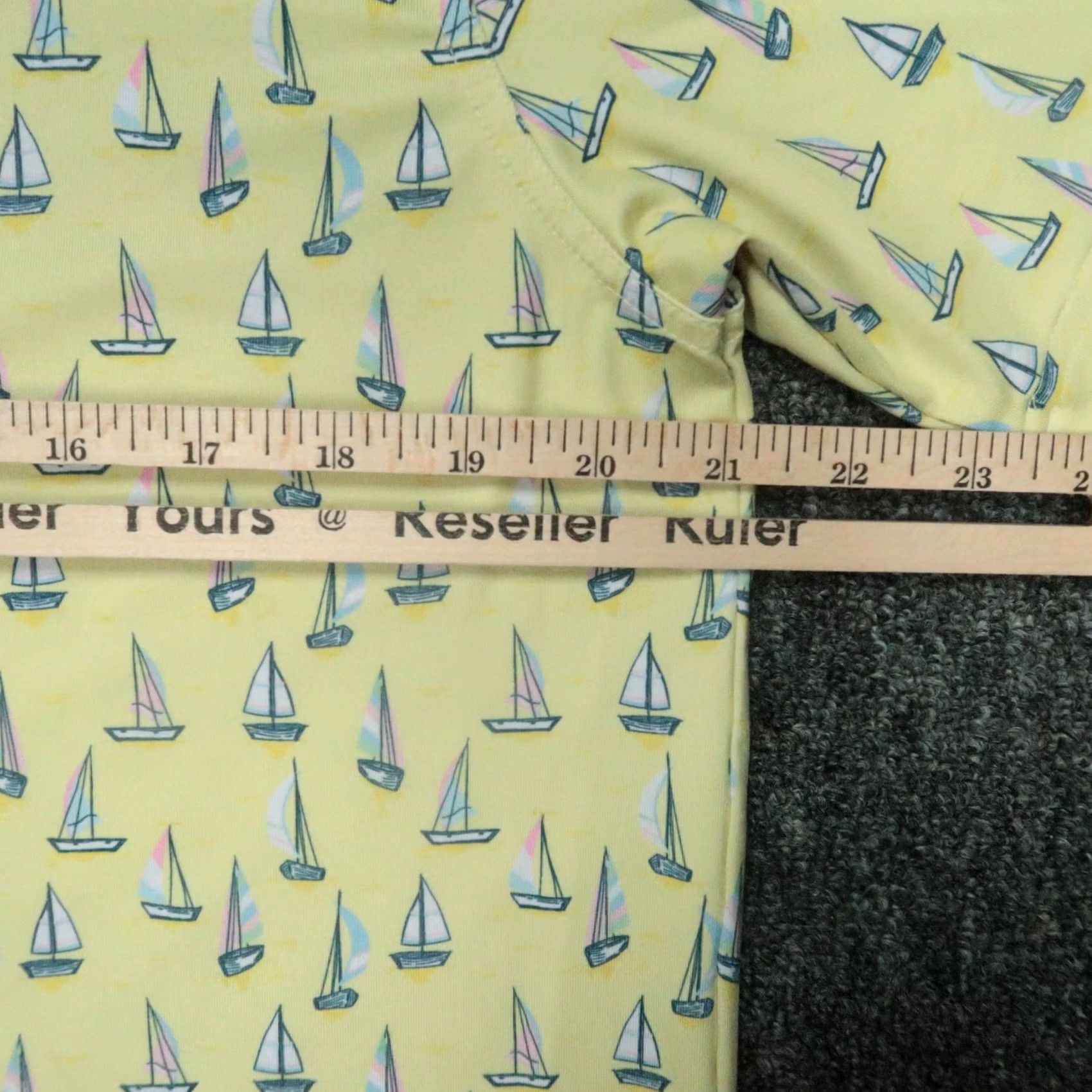 Vintage Waggle Polo Shirt Men L Yellow All Over Sailboat Print Performance Golf Polo Size US L / EU 52-54 / 3 - 6 Thumbnail