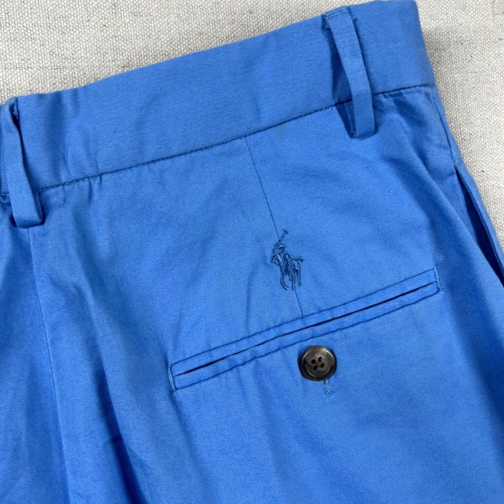 Polo Ralph Lauren VINTAGE Polo Sport Shorts Womens 8 Ralph Lauren Pleated High Rise Golf Cuffed Polo Sport Shorts Womens 8 Blue 100% Cotton Twill Chino 90s Womens Size 30" / US 8 / IT 44 - 6 Thumbnail