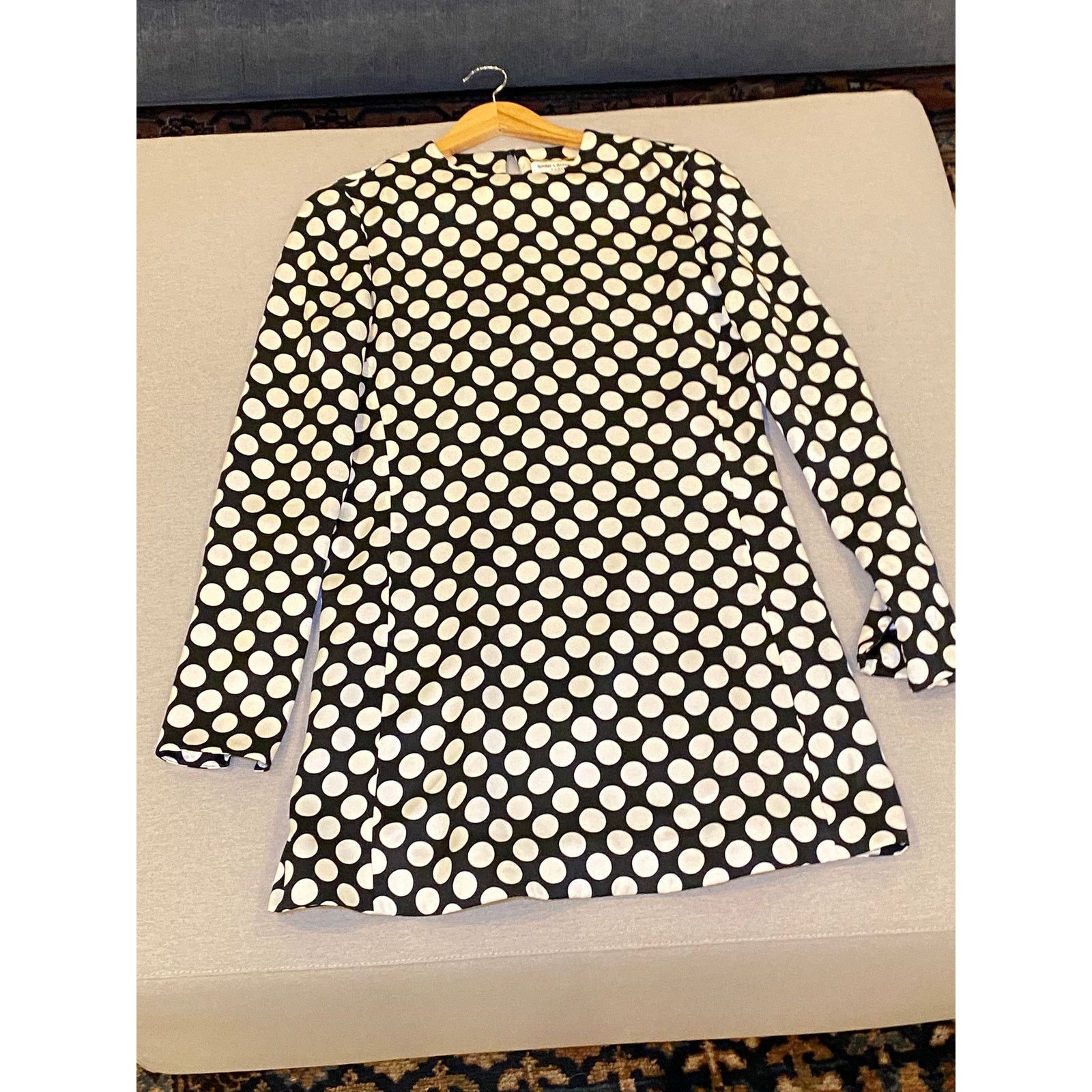 Yves Saint Laurent Yves Saint Laurent Black Polka Dot Long Sleeve Dress 40 US 8 Size M / US 6-8 / IT 42-44 - 6 Thumbnail