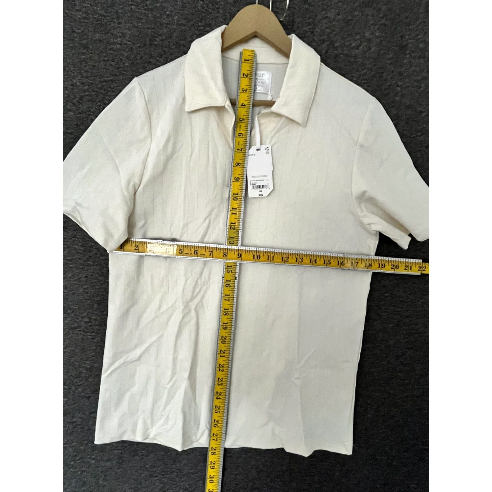 Vintage STYLUS Ladarius Campbell Men's Stripe Ivory Polo Shirt S - Regular Fit, Short Sleeve, Collared Polo, Ivory Stripe Shirt, Dressy Casual, Men Size US S / EU 44-46 / 1 - 4 Thumbnail