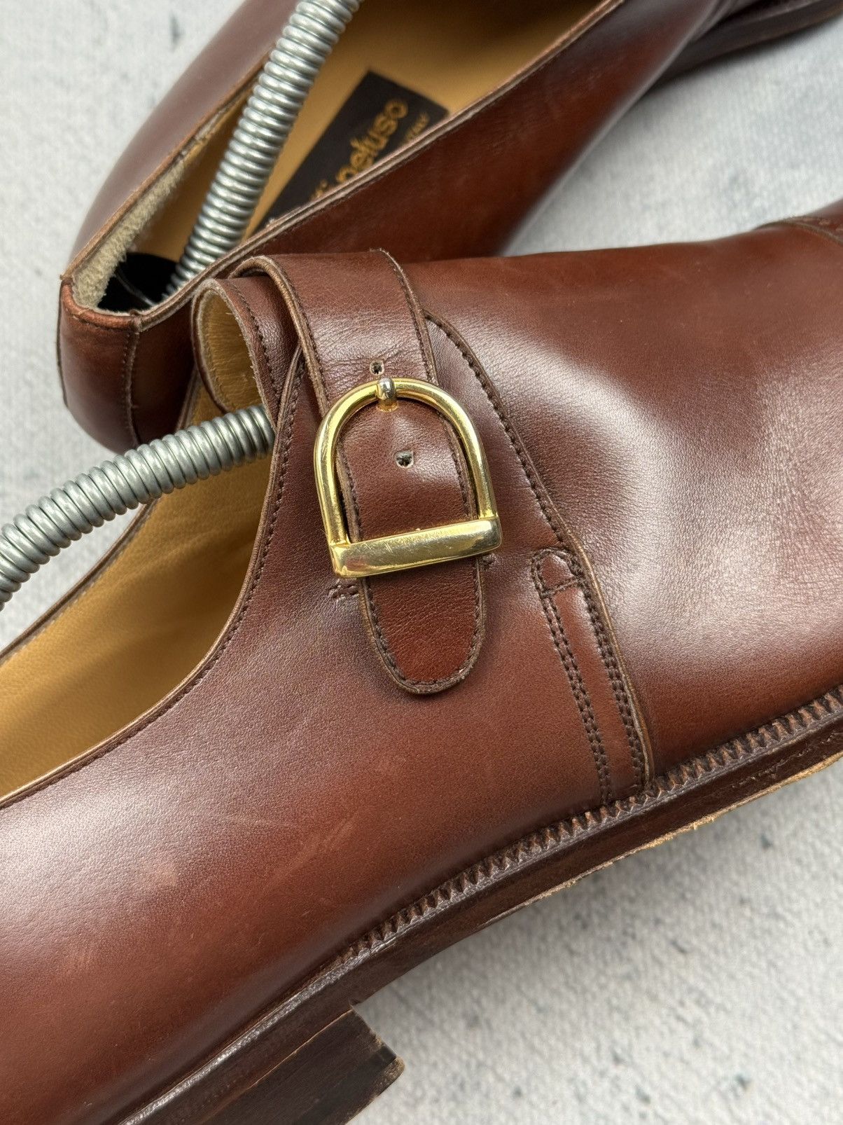 Genuine Leather Vintage Peluso Brown Leather Single Monk Strap Dress Shoes Size US 11 / EU 44 - 8 Thumbnail