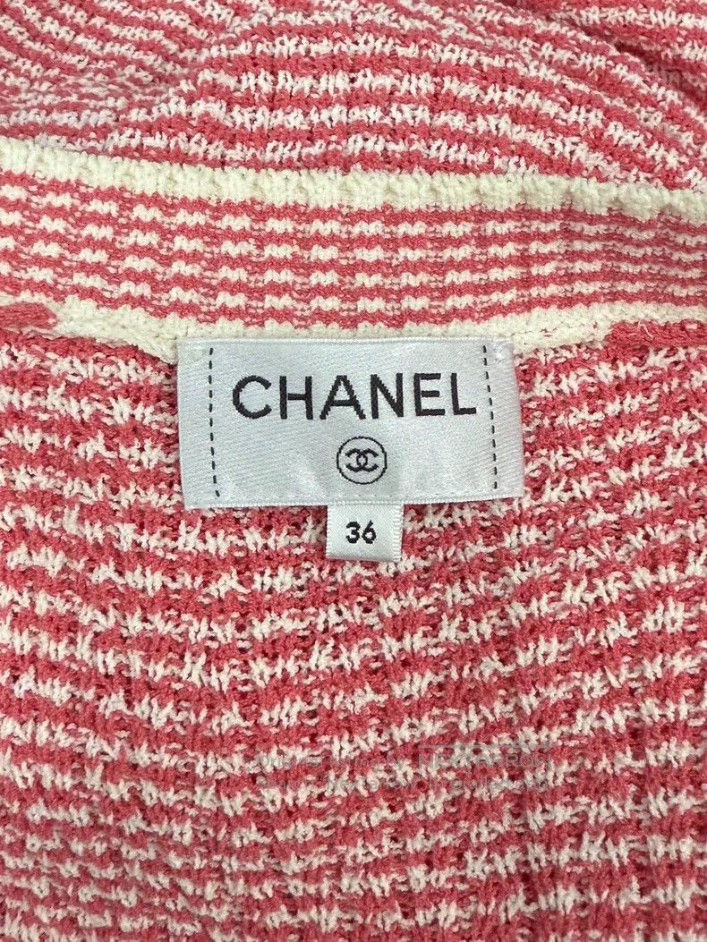 Chanel Chanel Pink and white striped long knitted cardigan coat Size XS / US 0-2 / IT 36-38 - 4 Thumbnail