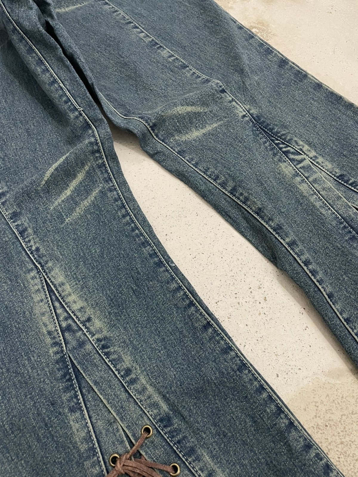 Japanese Brand Heyboo Tornado Mart Style Laces Flare Bow Denim Size US 32 / EU 48 - 8 Thumbnail