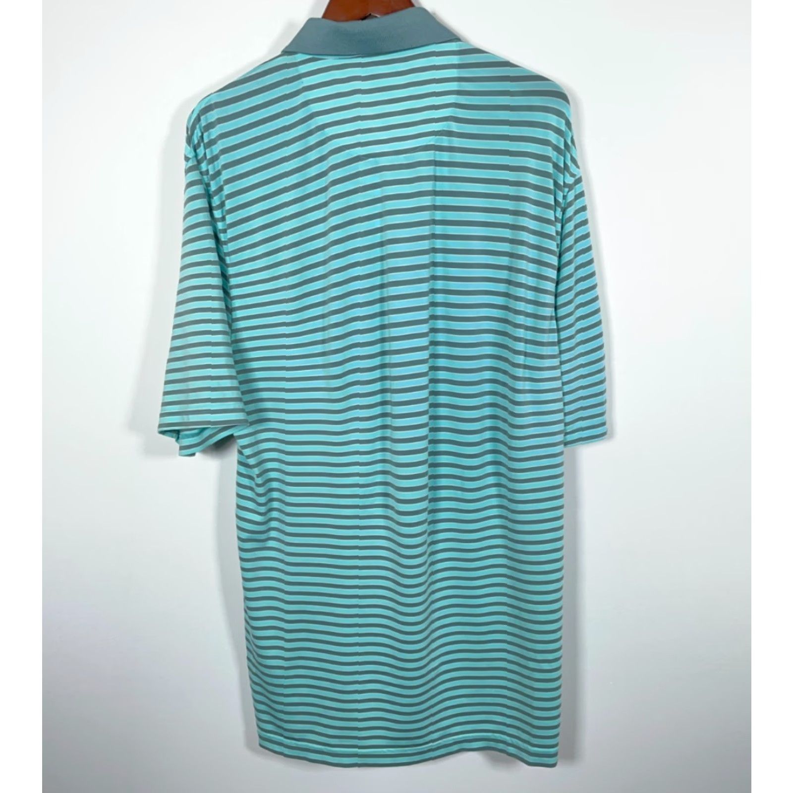 Vintage Straight Down Performance Polo Shirt Adult Large Green Stripe Stretch Golf Size US L / EU 52-54 / 3 - 2 Thumbnail