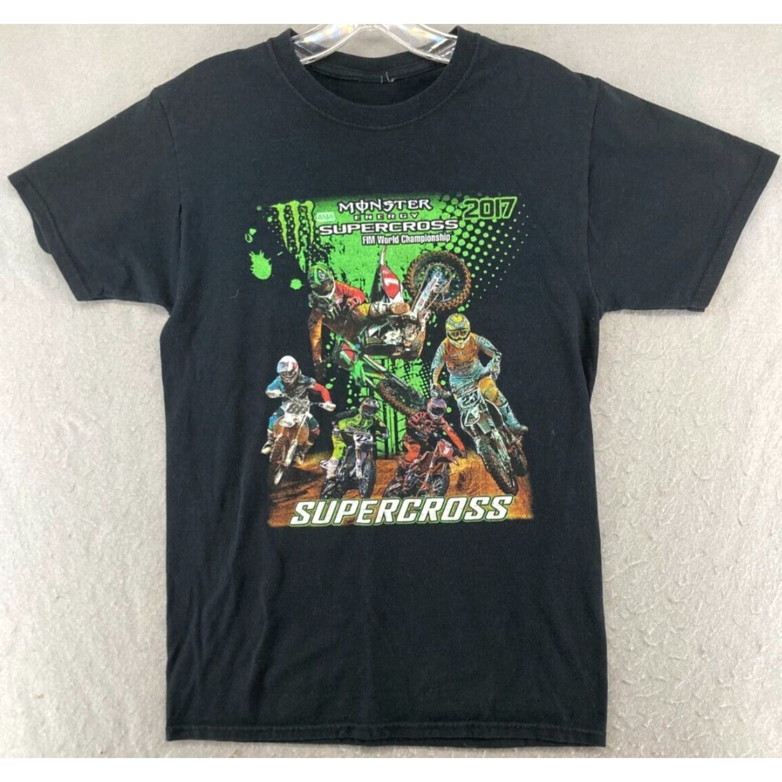 Vintage Monster Energy Graphic Print T-Shirt Medium Black Supercross Motocross 2017 Mens Size US M / EU 48-50 / 2 - 2 Thumbnail