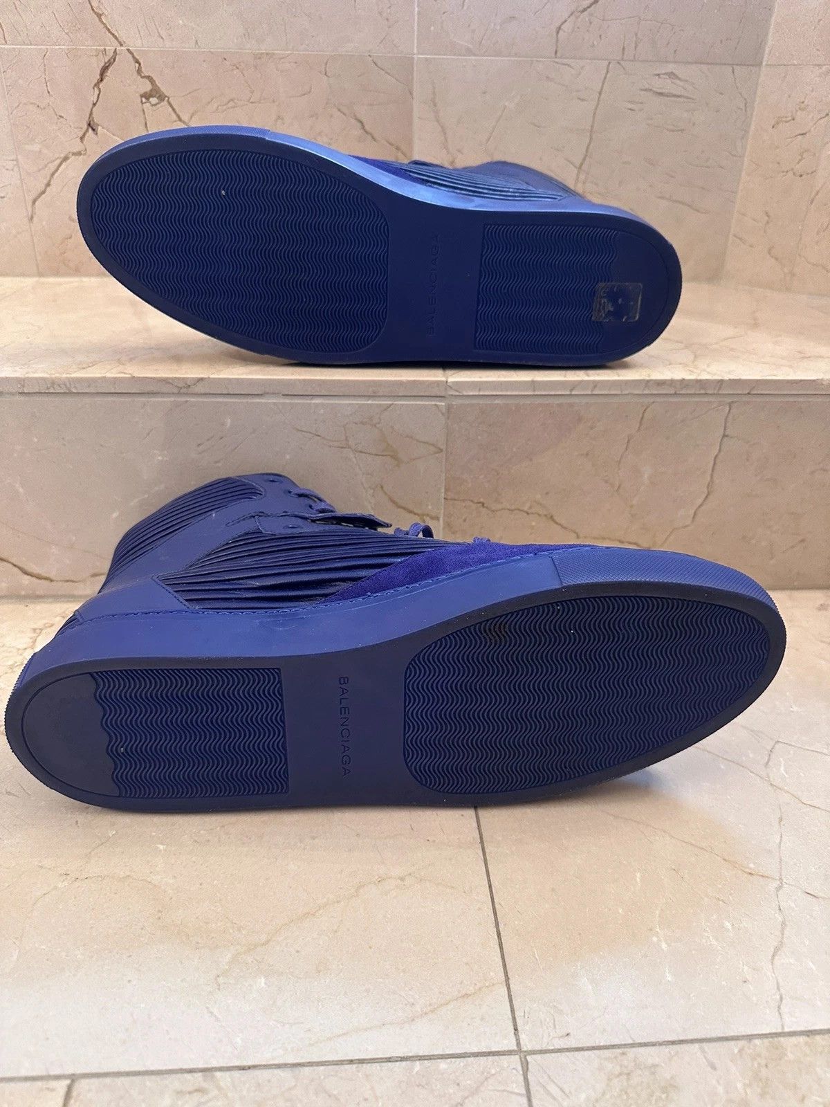Balenciaga Balenciaga Men's Blue Violet Pleated High Top 45 US12 Size US 12 / EU 45 - 8 Thumbnail