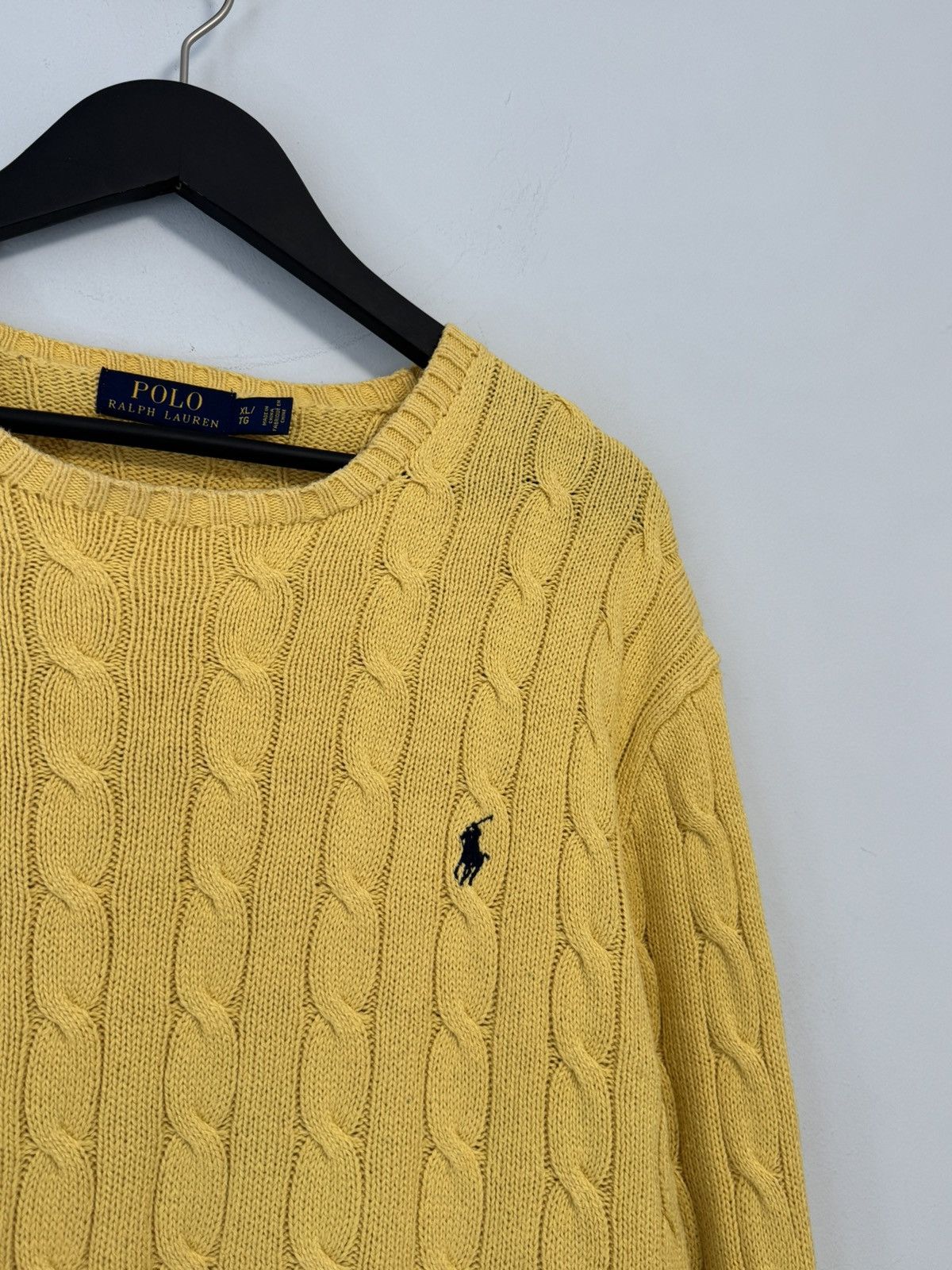 Polo Ralph Lauren Polo Ralph Lauren Men's Lambswool Sweater Yellow Cable Knit Size US XL / EU 56 / 4 - 9 Thumbnail
