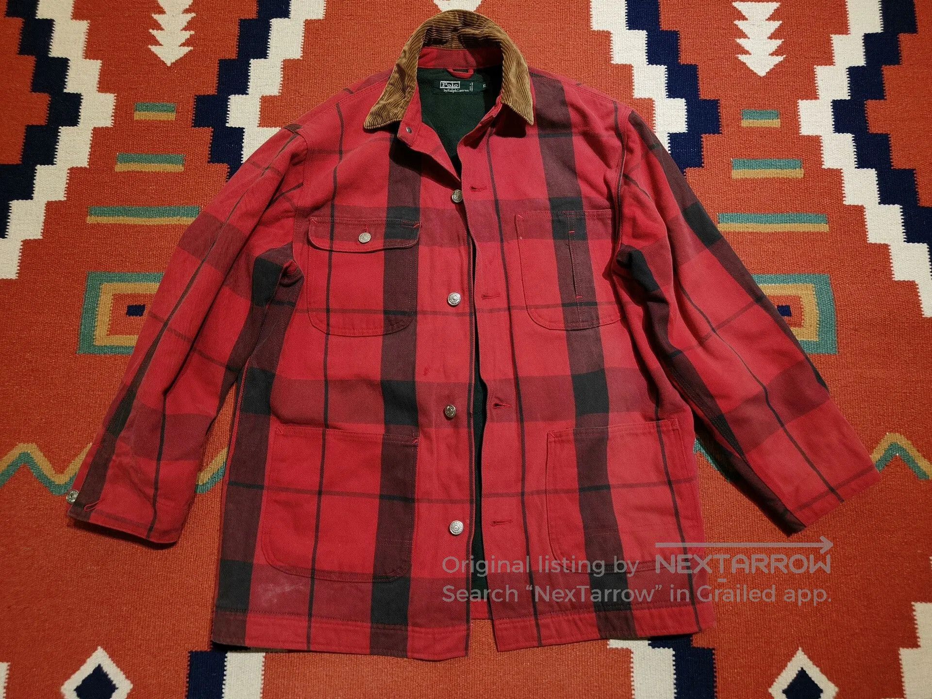 VINNY's Vintage Ralph Lauren Red Checked Jacket. Size XL / US 12-14 / IT 48-50 - 1 Thumbnail