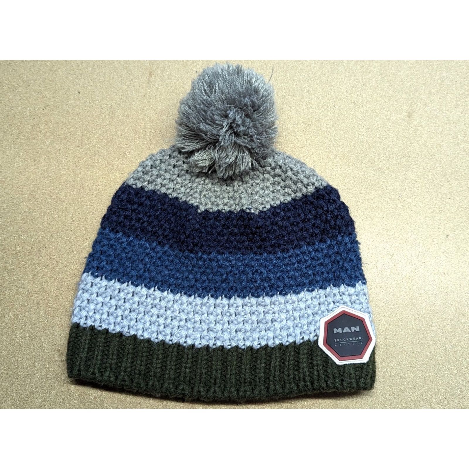 Vintage MAN Truckwear Edition Beanie Hat One Size Striped Pom Pom Lined Knitted Size ONE SIZE - 2 Thumbnail