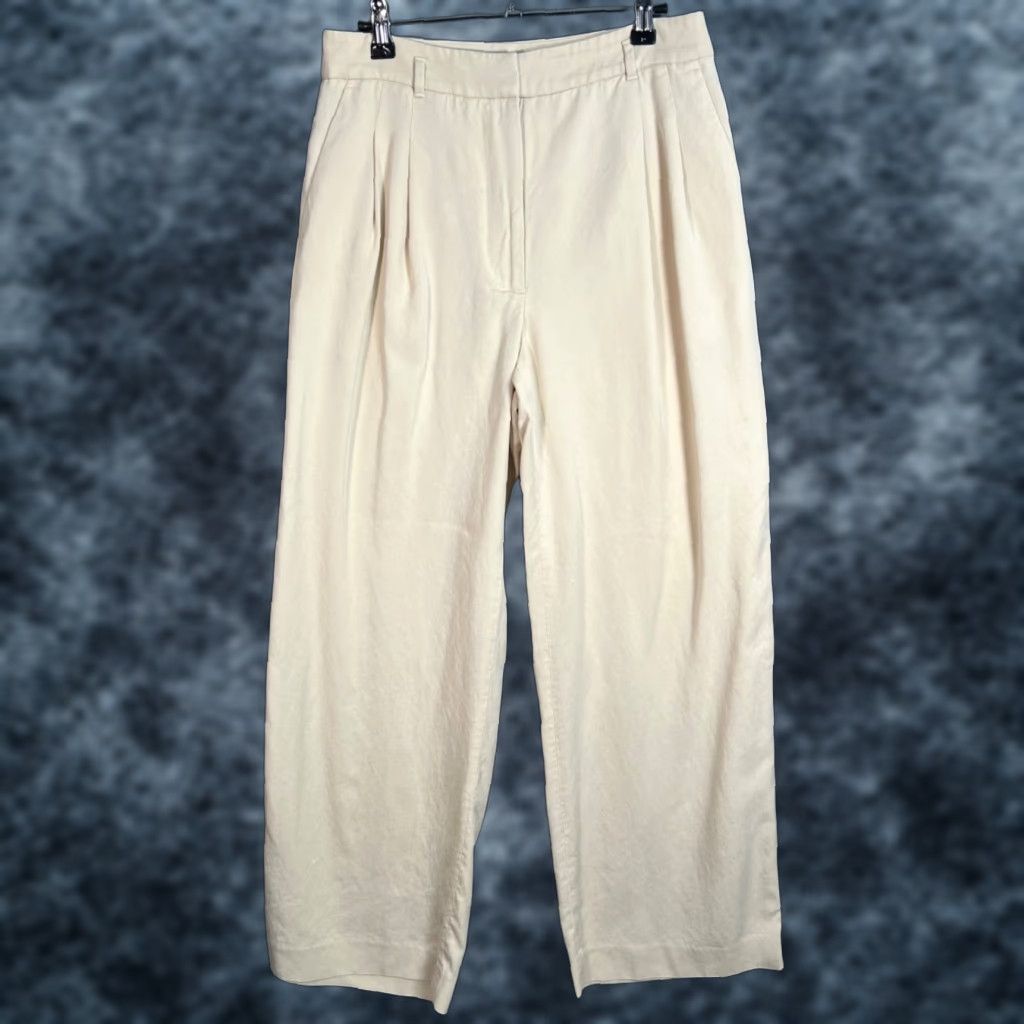 Oak + Fort Oak + Fort Womens Beige Pleated Wide-Leg Pants Size 6 Size 28" / US 6 / IT 42 - 1 Thumbnail