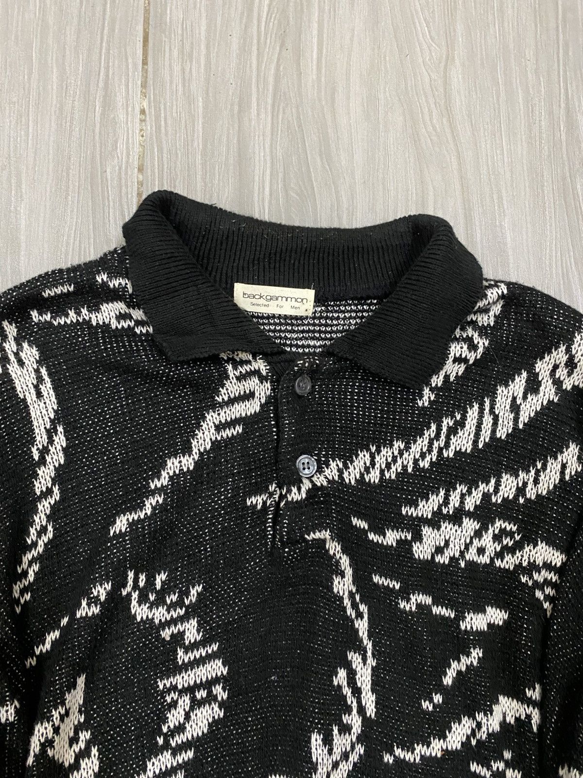 Japanese Brand Vintage Backgammon Polo Knitwear Black White Size US L / EU 52-54 / 3 - 5 Thumbnail