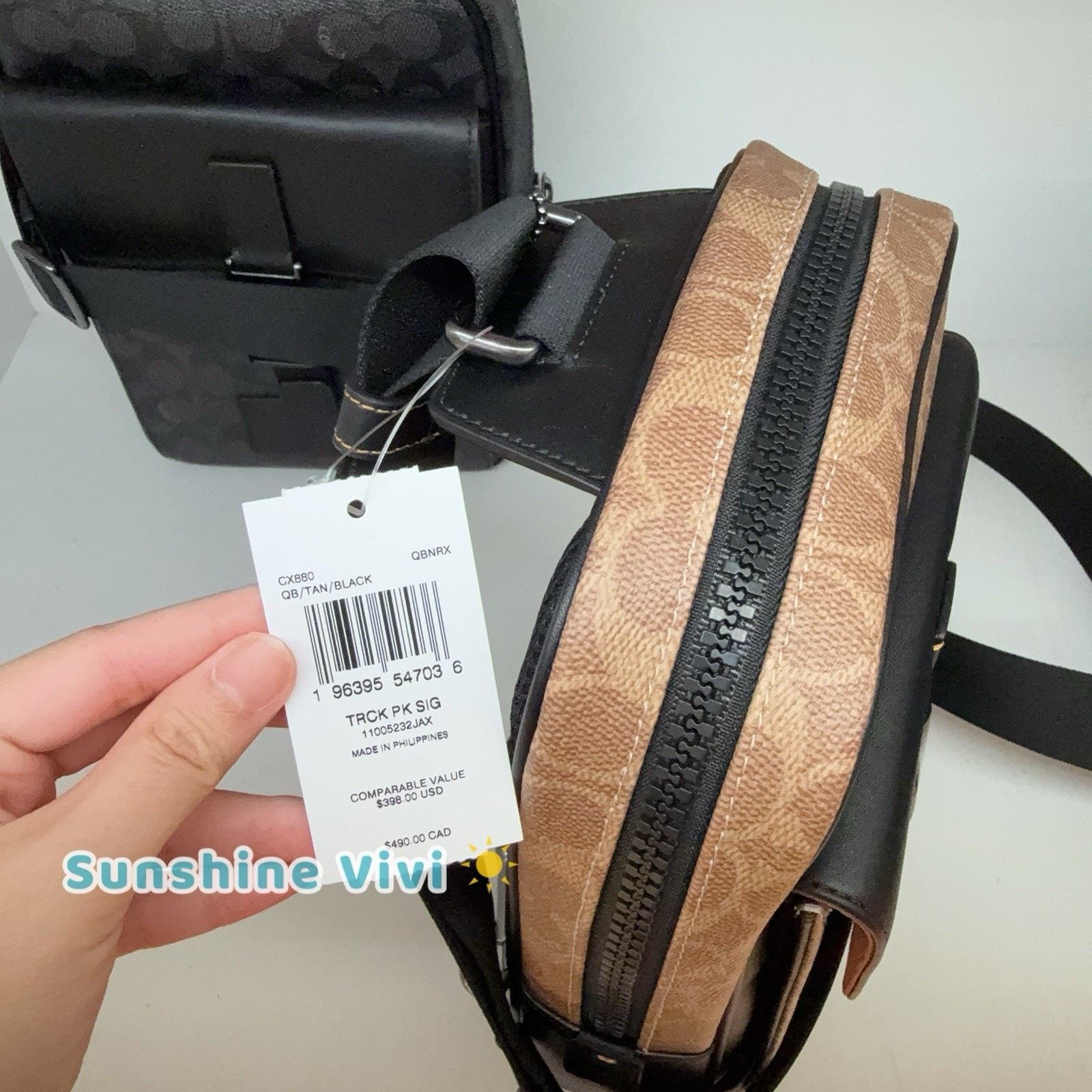 Coach NWT Coach Track Pack In Signature Canvas CX880 Tan/Black Size ONE SIZE - 3 Thumbnail