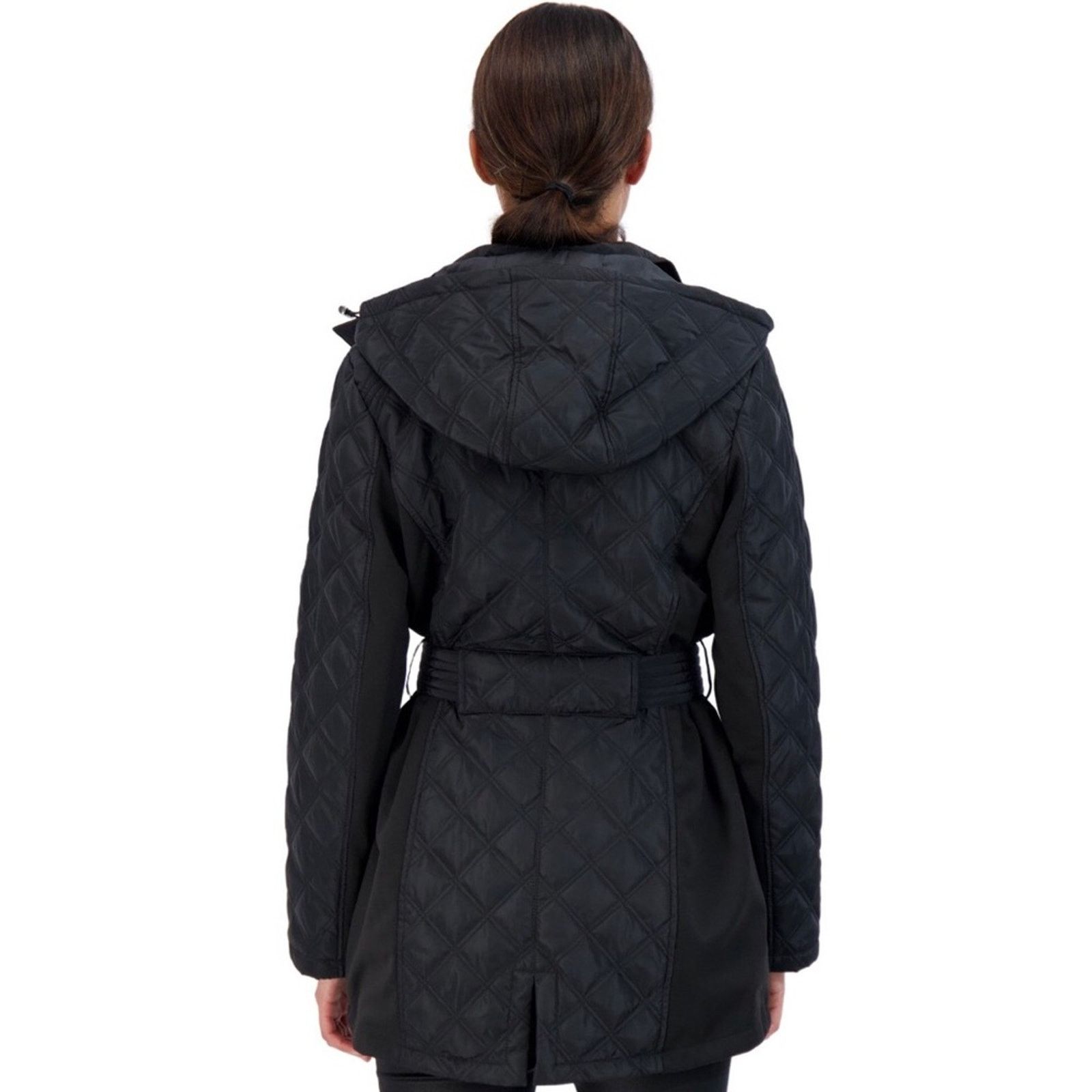 Other Sebby black quilted zipper hood belted jacket NWT Size XXL / US 16-18 / IT 52-54 - 3 Thumbnail