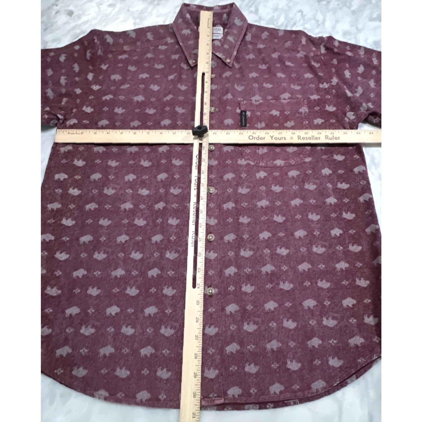 Gloverall Columbia Button Down Long Sleeve Shirt Men’s M Buffalos Aztec Allover Cotton Red Twill Pockets Size US M / EU 48-50 / 2 - 7 Thumbnail