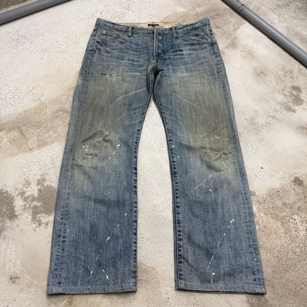 Japanese Brand R. Newbold Distressed Stitching Paint Splitter Denim Pants Size US 33 - 3 Thumbnail
