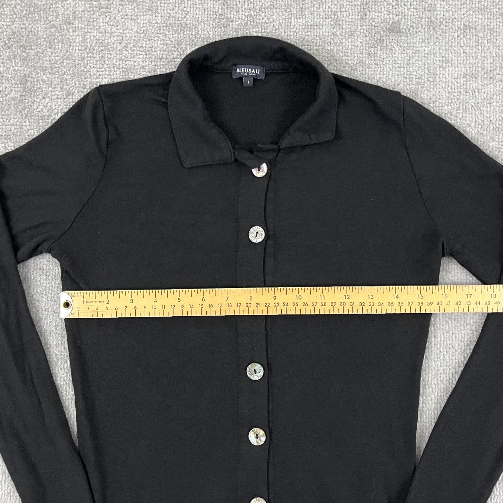 Vintage Bleusalt Cardigan Shirt Women Size 1 Fitted Black MOP Collared Button Up Pockets Size XS / US 0-2 / IT 36-38 - 4 Thumbnail