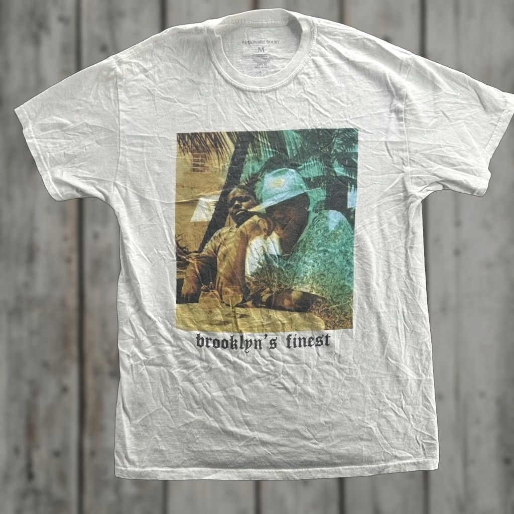 Vintage Reasonable Doubt Brooklyn's Finest Men’s Medium T-Shirt Hip Hop Graphic Tee White Rap Music 2000s Size US M / EU 48-50 / 2 - 1 Thumbnail