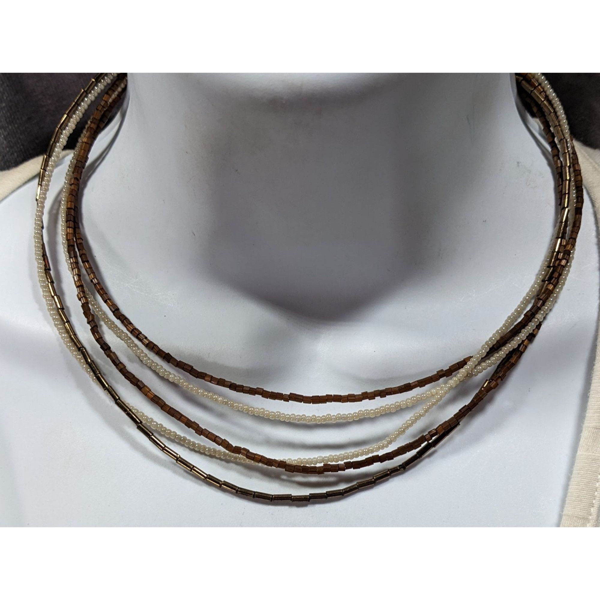 Other NY Earthy Glass Beaded Brown And White Layered Necklace Size ONE SIZE - 2 Thumbnail