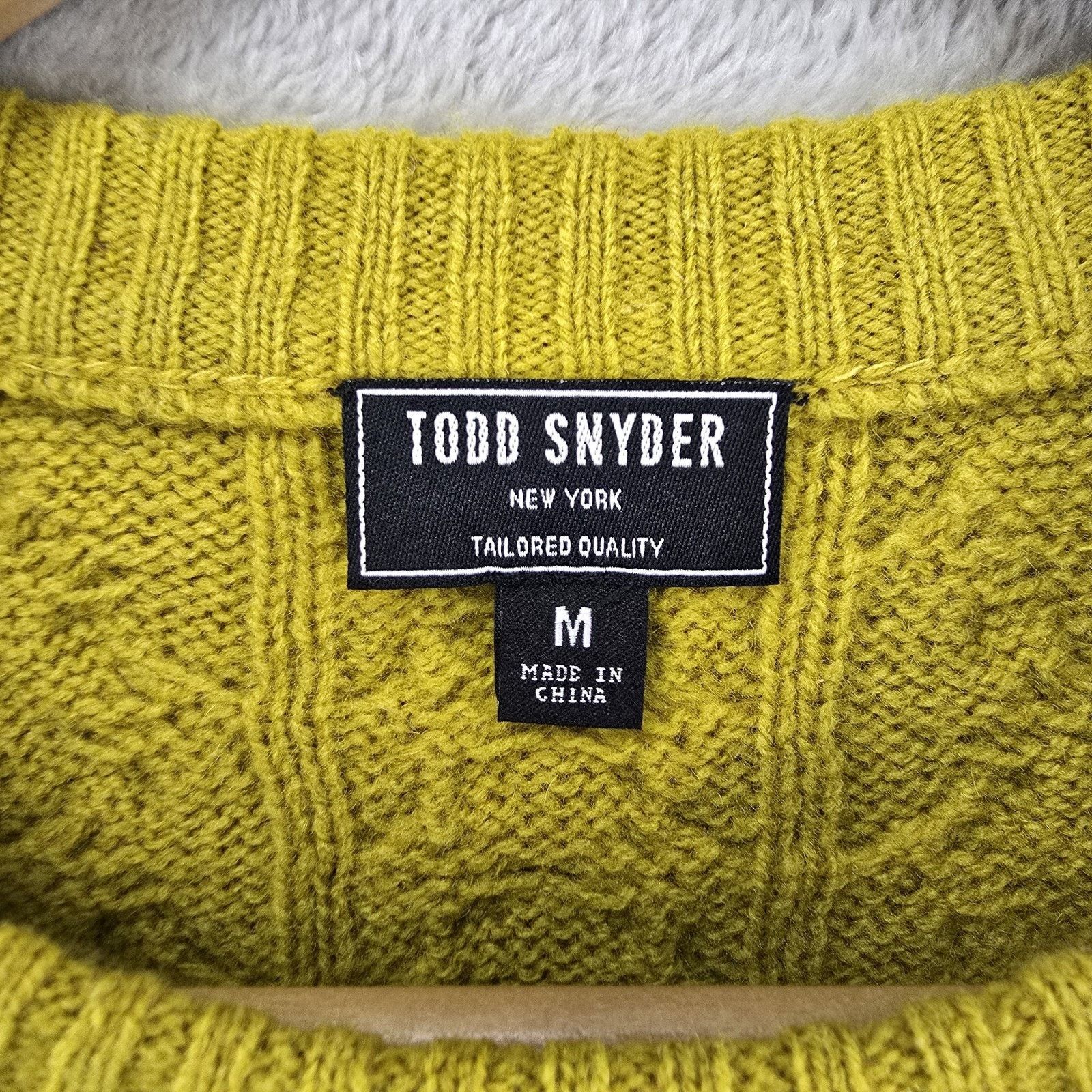 Todd Snyder Todd Snyder Lambs Wool Cable Knit Sweater Mens Medium Gold Size US M / EU 48-50 / 2 - 4 Thumbnail